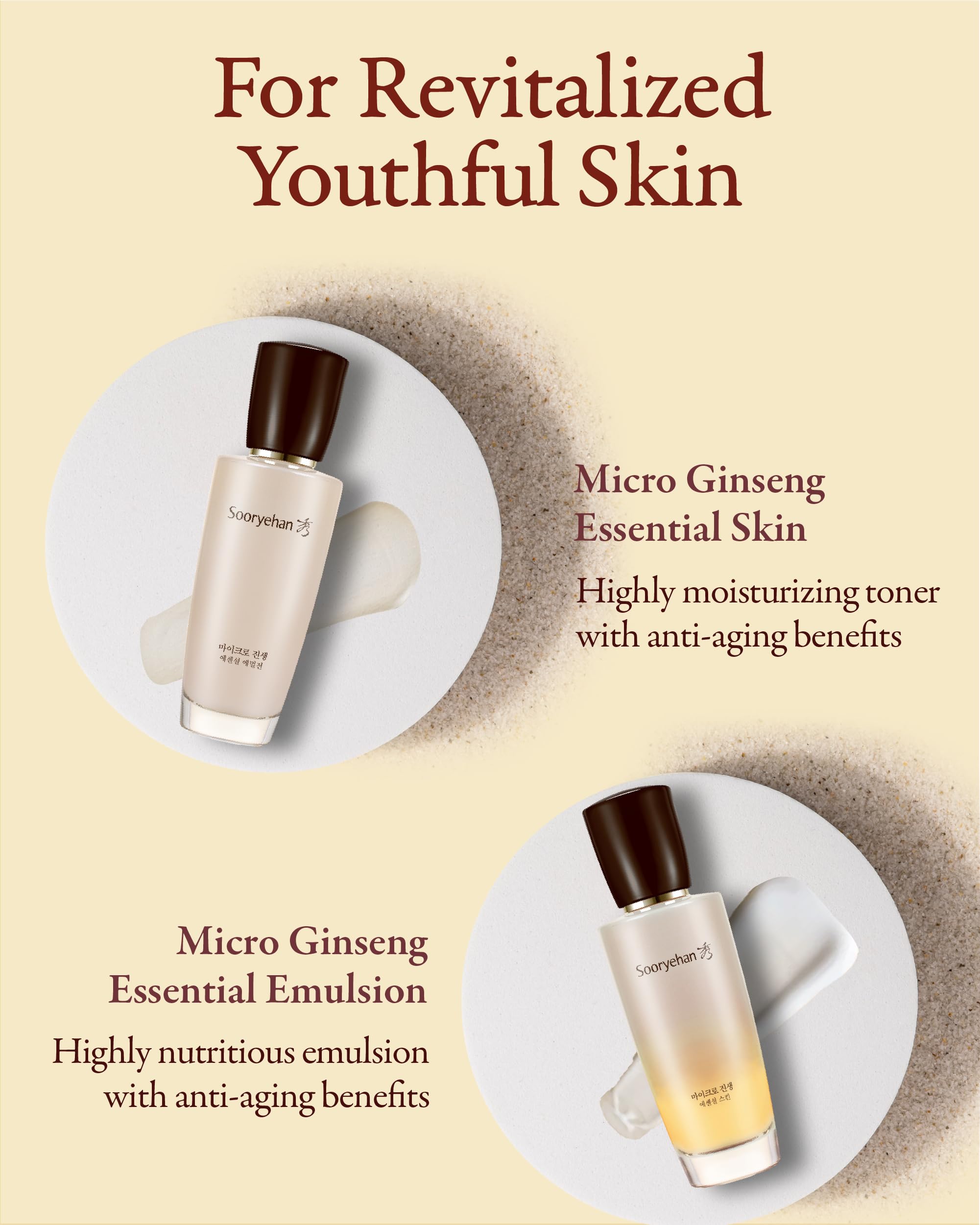 SOORYEHAN Micro Ginseng Essential Skincare Set (11.2 fl oz) - Korean Anti-Aging Face Care with Ginseng Liposome™ for Skin Elasticity & Radiance - Boost Collagen & Hydration - Perfect for Dry Skin & Night Routine