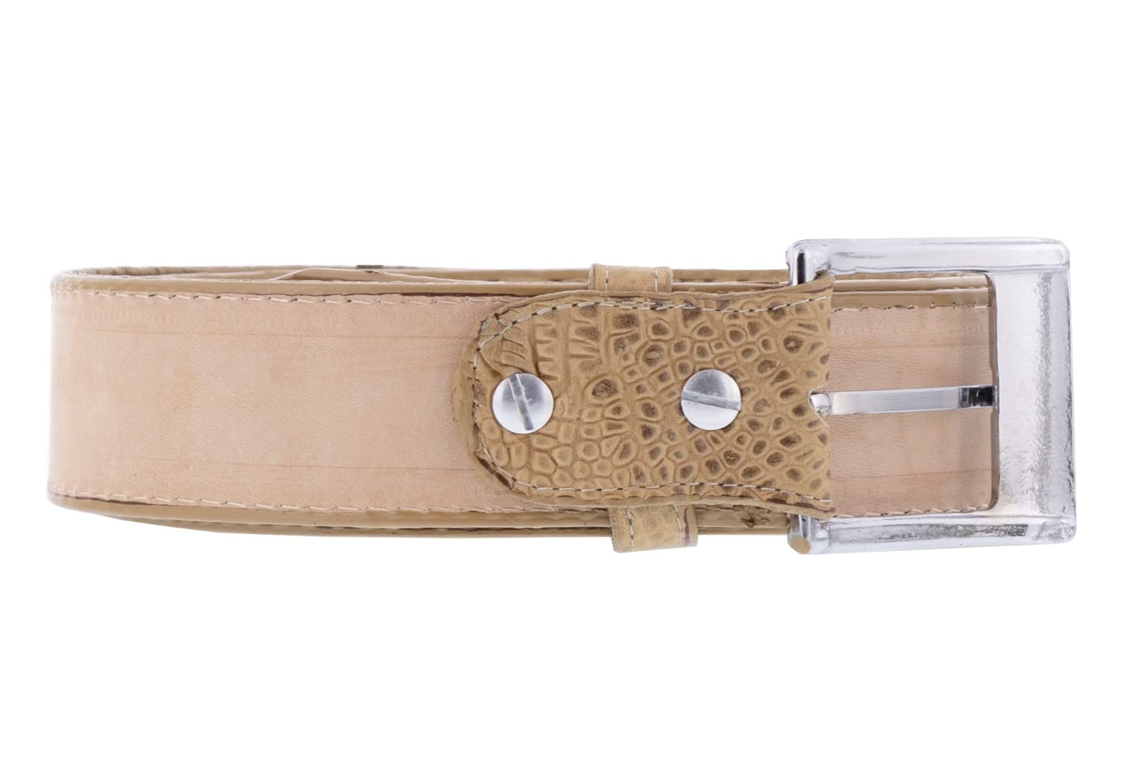 El Presidente Men's Sand Iguana Print Leather Cowboy Belt with Silver Buckle - Western Style Accessory for Rodeo, Country Music Festivals & Casual Outfits