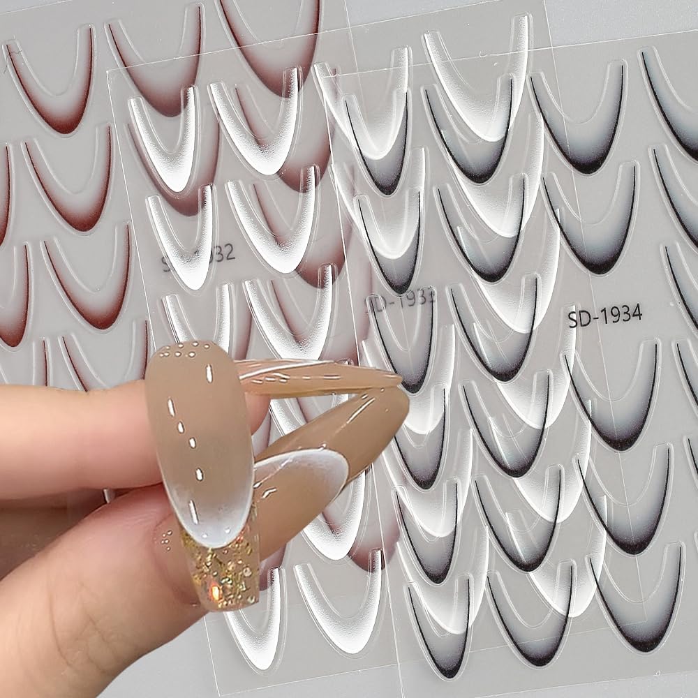 French Tip Nail Stickers - Self-Adhesive Nail Art Decals for Gradient French Manicure, Curve Stripe Lines & Nail Accessories | Perfect for DIY Nail Art, Salon Use & Special Occasions