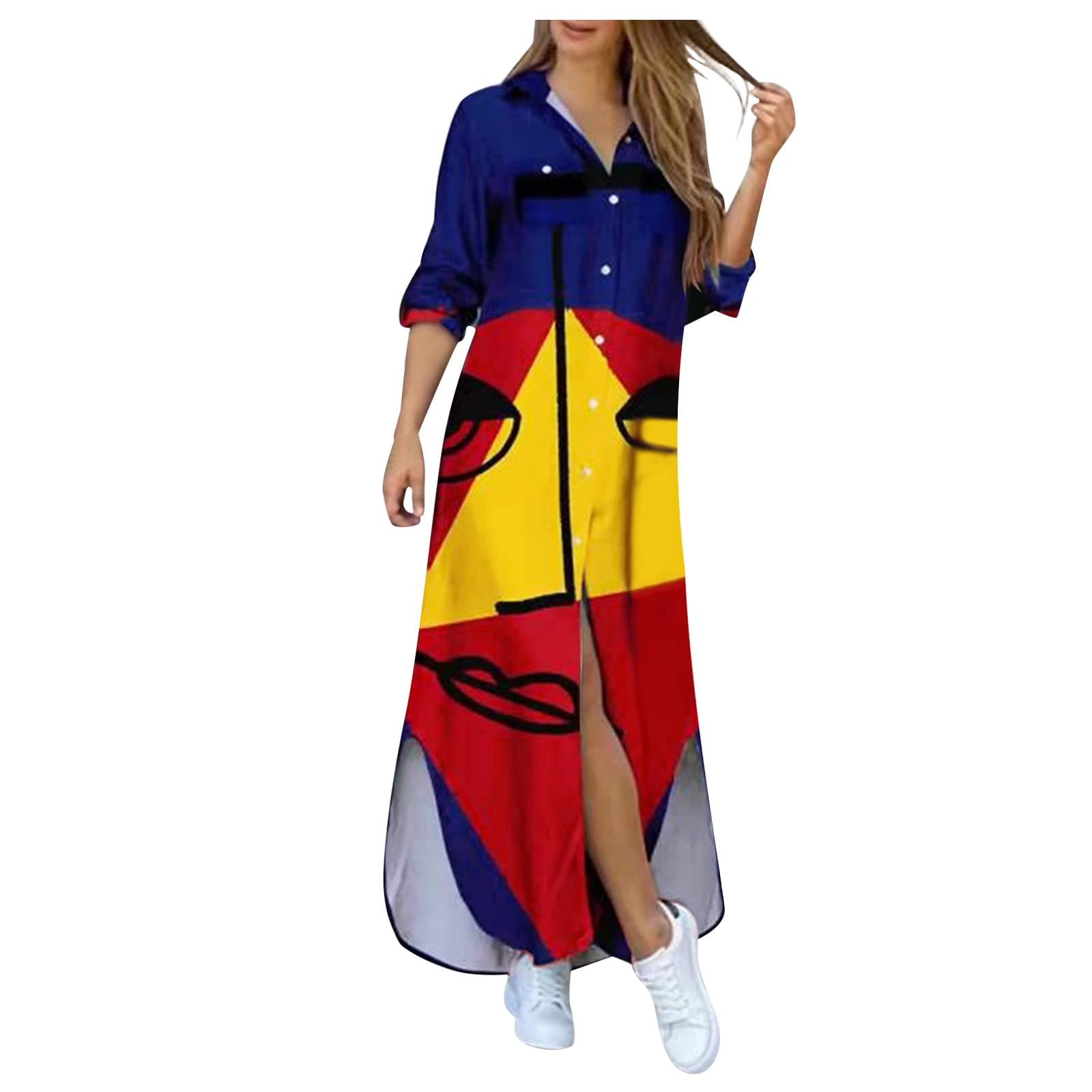 Women's Casual Cocktail Dresses Summer 2023 - Button Down Shirt Dress with Pockets & Floral Print | Perfect for Garden Parties, Date Nights & Office Wear