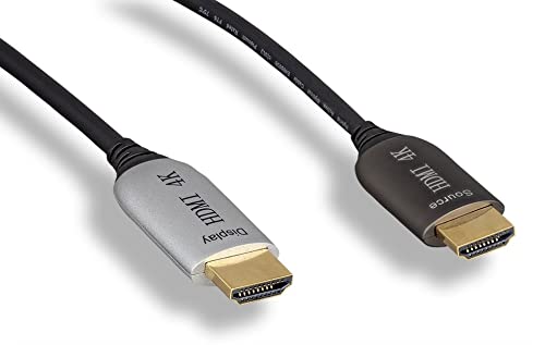 Premium Hybrid Active Optical Fiber HDMI Cable 4K 60Hz 18Gbps - High Speed HDMI 2.0 Ultra HD Plenum Rated (CMP) - 35ft for Laptop, Monitor, Projector, Smart TV - Perfect for Home Theater, Gaming & Office Presentations