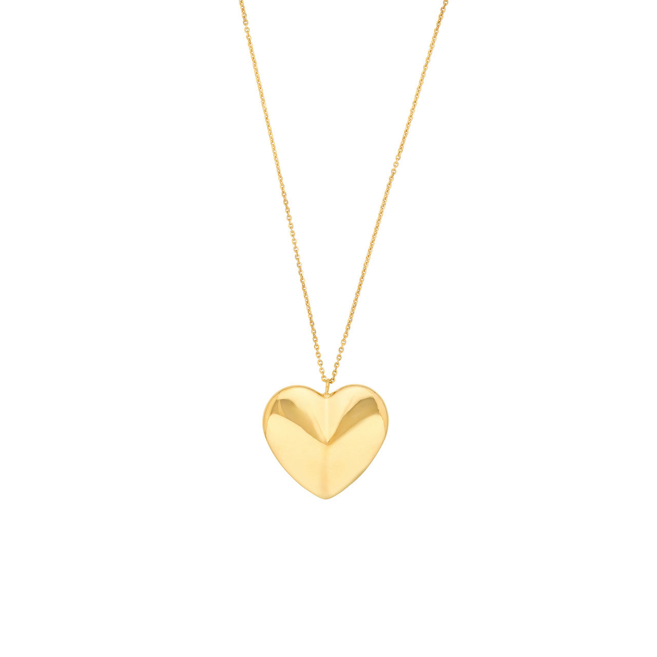 14K Yellow Gold Large Heart Pendant Necklace for Women - Elegant Valentine's Day Gift, Anniversary Jewelry - Perfect for Romantic Dates, Weddings & Special Occasions