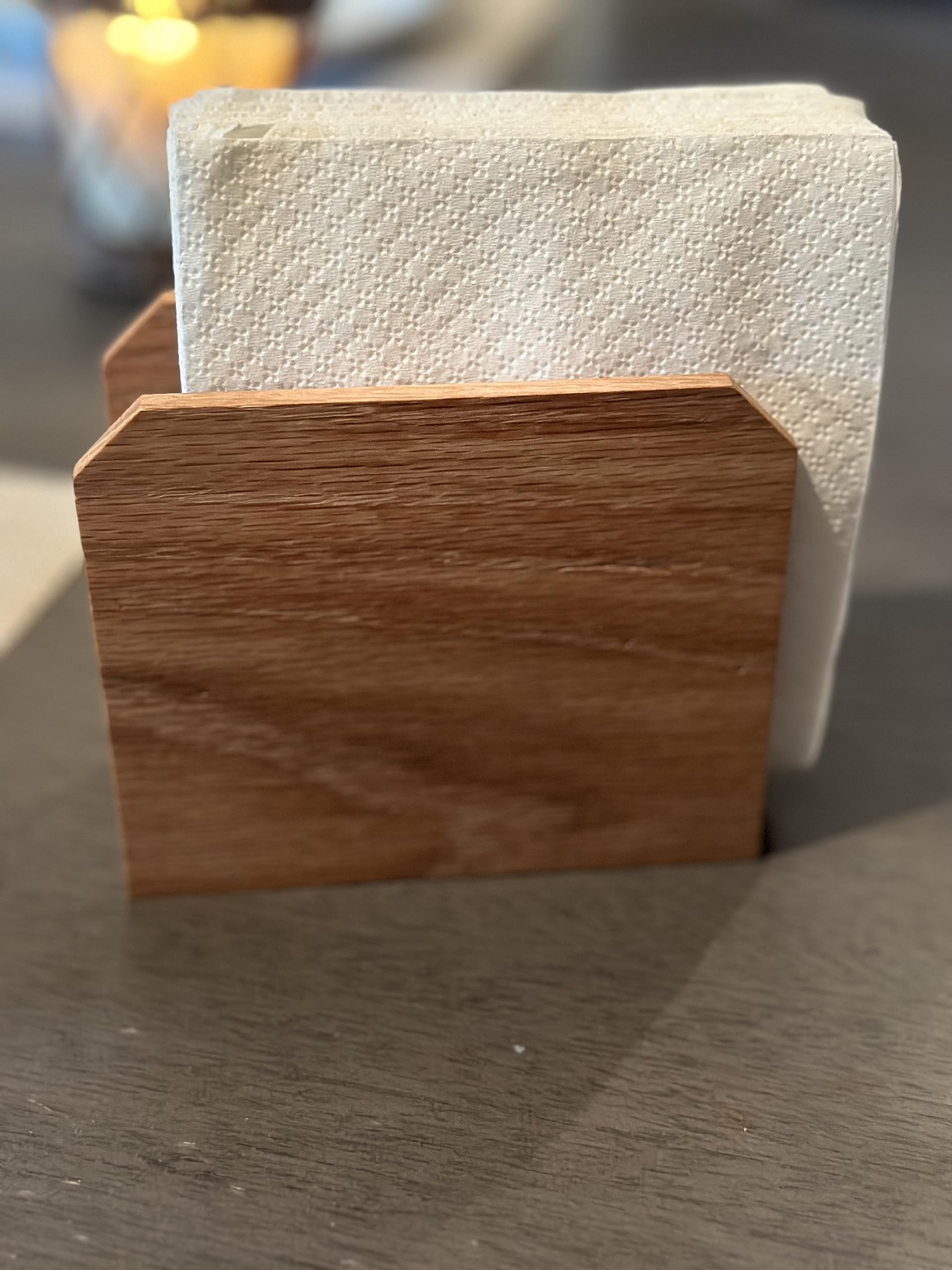 Premium Red Oak & Maple Wood Napkin Holder - Natural Brown & Red Finish - Rustic Table Decor for Dining Room, Kitchen, or Wedding Centerpiece