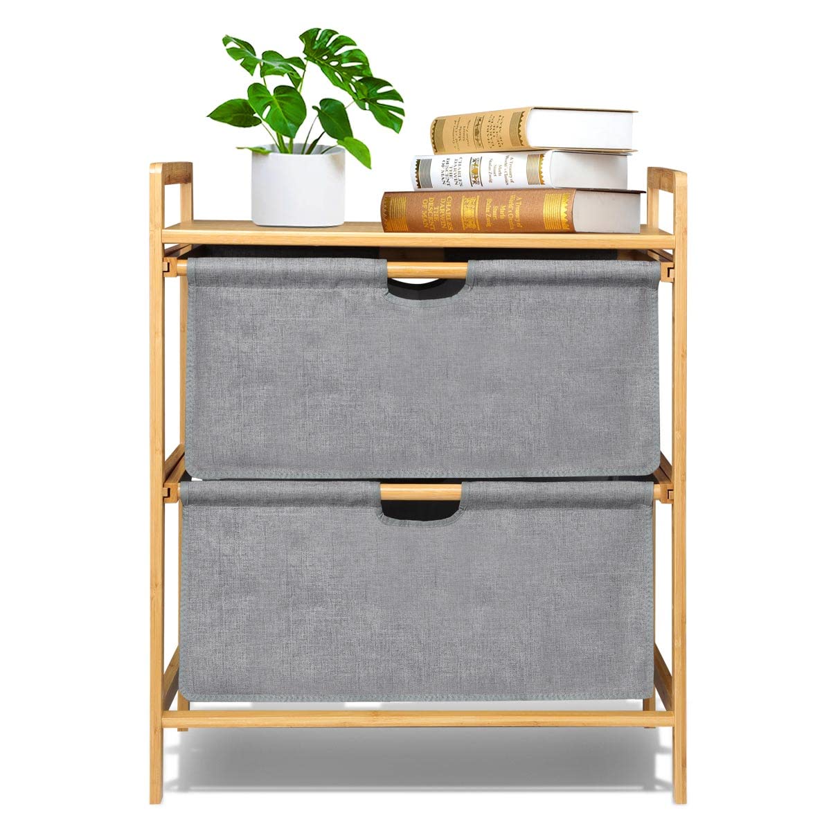 Magshion 2-Drawer Fabric Storage Dresser - Freestanding Organizer for Bedroom, Living Room & Closet - Nightstand, Side Table & Wide Chest of Drawers - Perfect for Small Space Organization & Home Decor