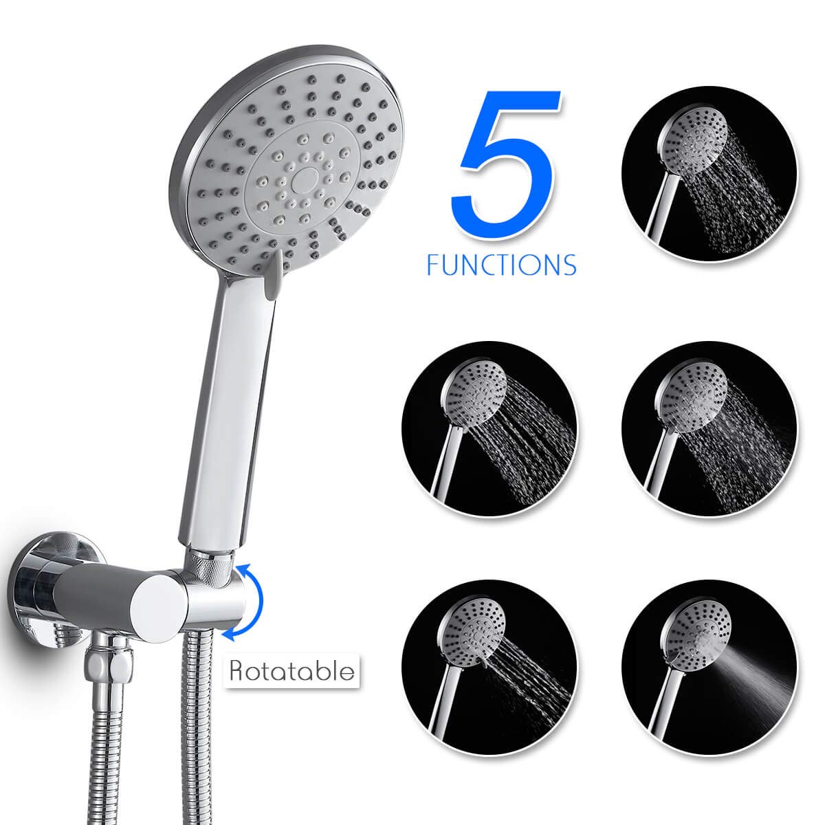ROVOGO Chrome Bathroom Shower Faucet System with Rain Shower Head & Handheld Spray Combo Set - Complete Shower Trim Kit & Rough-in Valve Included - Perfect for Modern Bathroom Renovation & Spa-Like Shower Experience