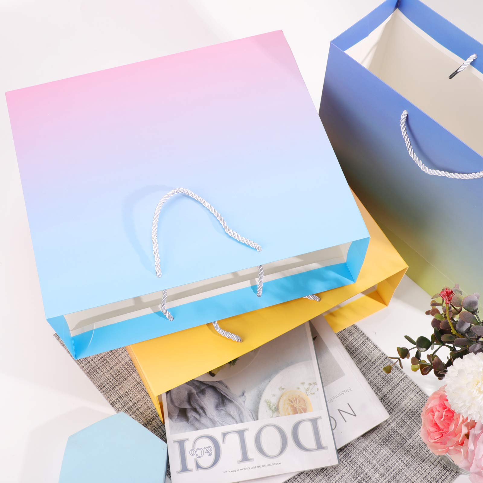EUSOAR 50-Pack Gift Bags Bulk - 20 Black Paper Bags (12.5x4.5x11 inches) & 30 Kraft Shopping Bags with Handles - Perfect for Retail, Boutique, Wedding Favors, Party Gifts, Grocery & Takeout Businesses - Eco-Friendly Packaging Solution for Stores, Events and Small Businesses