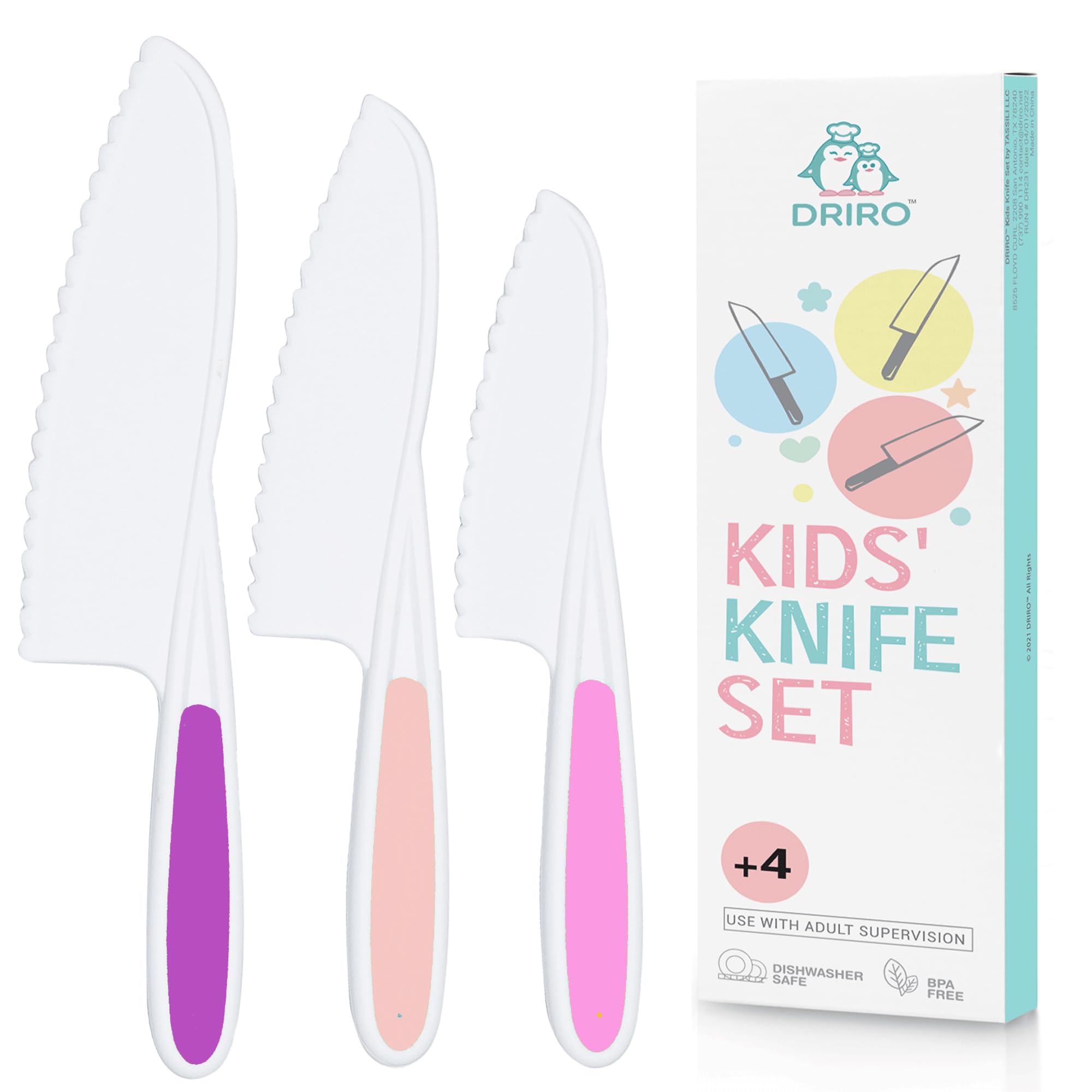 3-Piece Nylon Kitchen Knife Set for Kids - Safe Toddler Knives for Real Cooking & Baking | BPA-Free, Kid-Friendly Utensils (Pink) - Perfect for Little Chefs Learning Food Prep & Family Cooking Activities