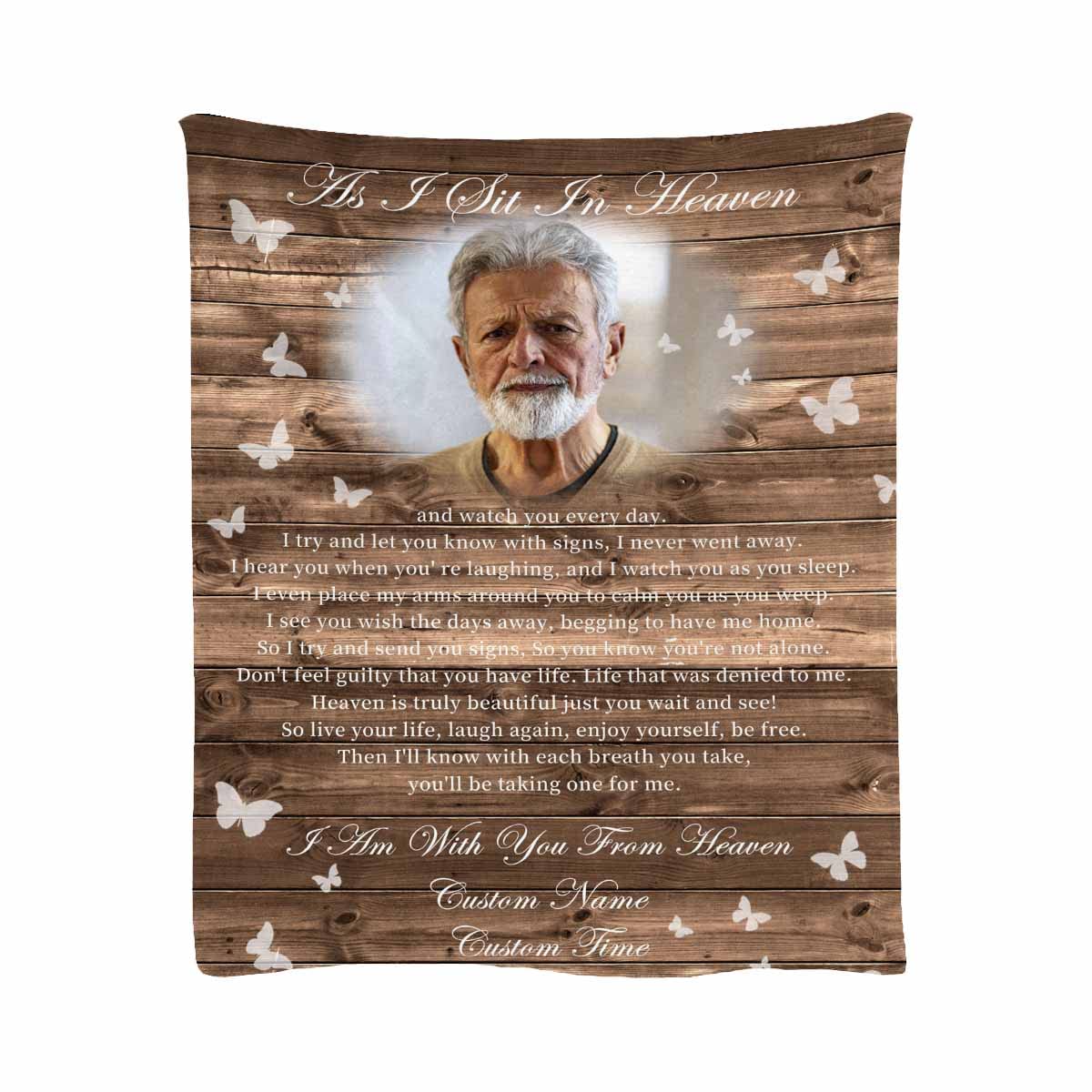 In Loving Memory Custom Name Photo Blanket - Personalized Memorial Throw 60
