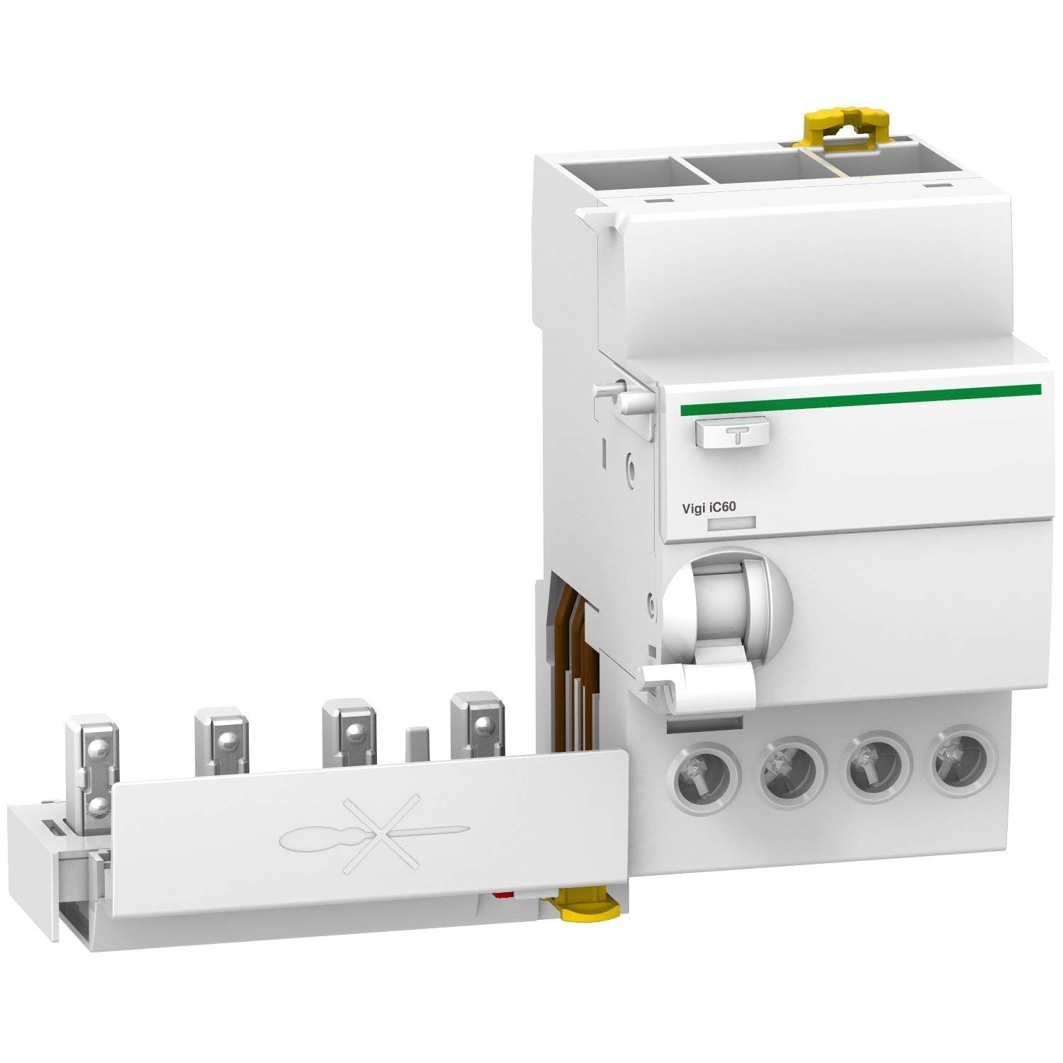 Schneider Electric A9Q11425 VIGI IC60 25A 30mA AC Class 4P Residual Current Circuit Breaker (73.5x54x91mm) - for Home & Industrial Electrical Safety Protection