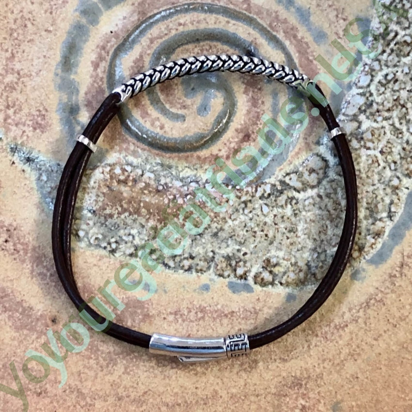 Sterling Silver Brown Leather Cord Bracelet for Women - Handmade Adjustable Wrap Bracelet for Boho, Casual & Everyday Wear