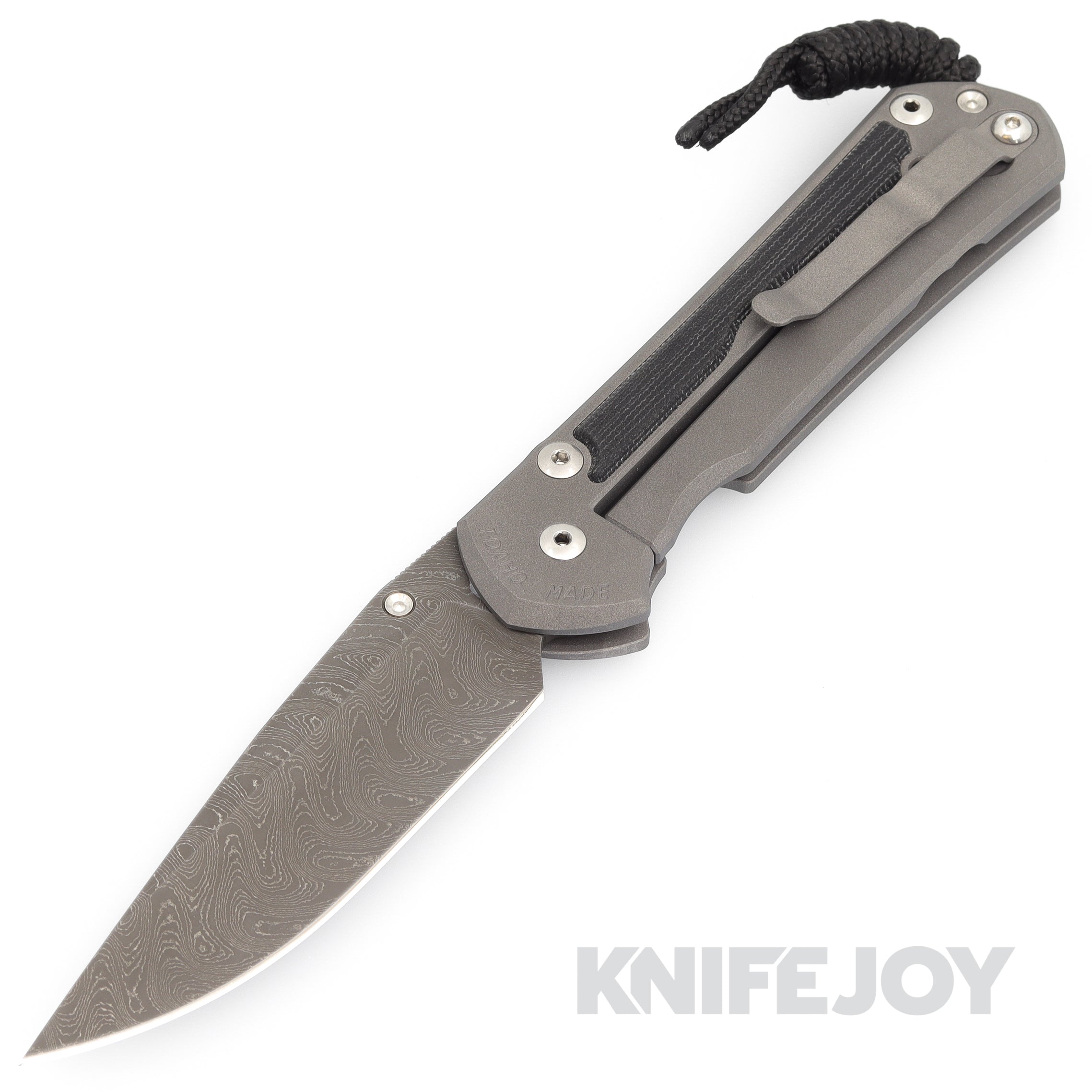 Chris Reeve Knives LEFT HAND Large Sebenza 31 Drop Point Boomerang Damascus Blade with Black Micarta Inlay Handles - Premium EDC Folding Knife for Outdoor, Camping & Survival