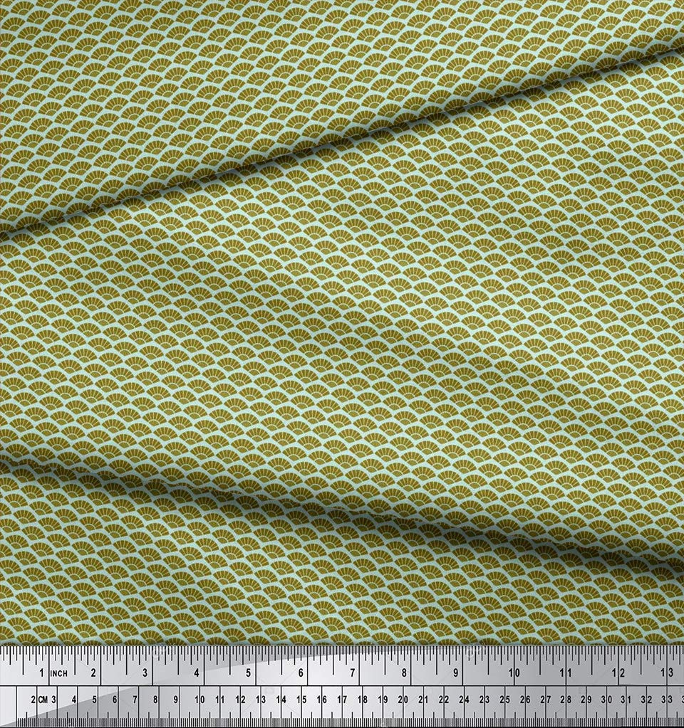 Soimoi Moss Green Georgette Fabric by The Yard - 42 Inch Wide Seamless Damask Print - Classic Timeless Pattern for Dresses, Curtains & DIY Projects - Premium Printed Fabric for Sewing & Home Decor