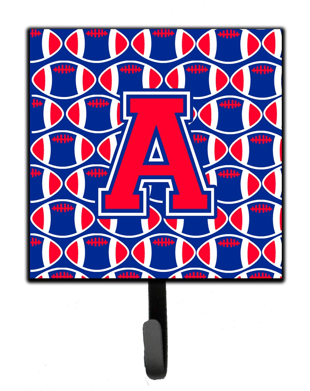 Caroline's Treasures CJ1076-ASH4 Letter A Football Key Holder - Harvard Crimson & Yale Blue Wall Hooks for Keys, Coats, Towels | Durable Coat Rack Wall Mount with Hanging Hooks | Perfect for Dorm, Office, Entryway & Home Decor