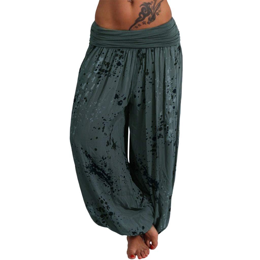 Women's Printed Wide Leg Casual Pants - Loose Fit Comfortable Mom Pants for Everyday Wear, Work & Lounge