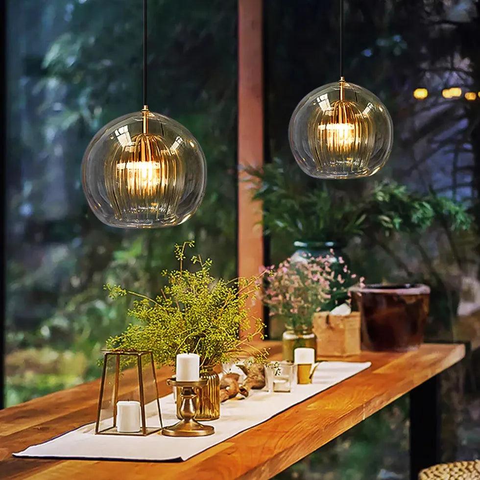 Modern Clear Glass Bubble Pendant Light for Dining Room - Elegant Hanging Chandelier for Kitchen Island, Breakfast Nook & Contemporary Home Decor