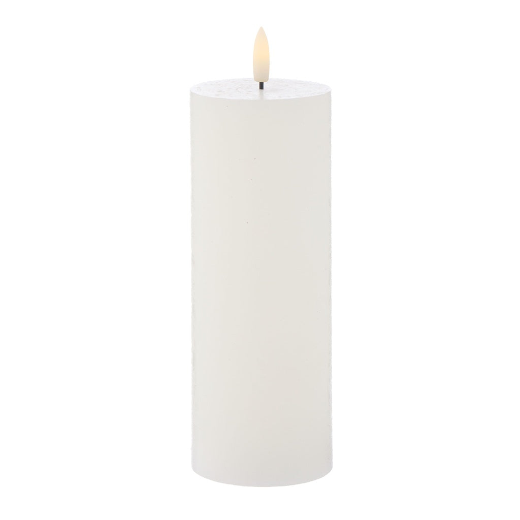 Amalfi Hughe LED Flickering Candle - 8 Inch White Flameless Battery Operated Candles for Home Decor, Wedding Centerpieces, Romantic Dinner & Holiday Lighting