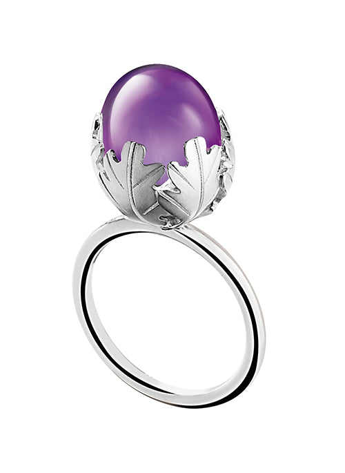 MURMURE Crystal Leaf Ring in Purple - Elegant Jewelry for Women, Perfect for Parties, Weddings, and Daily Wear