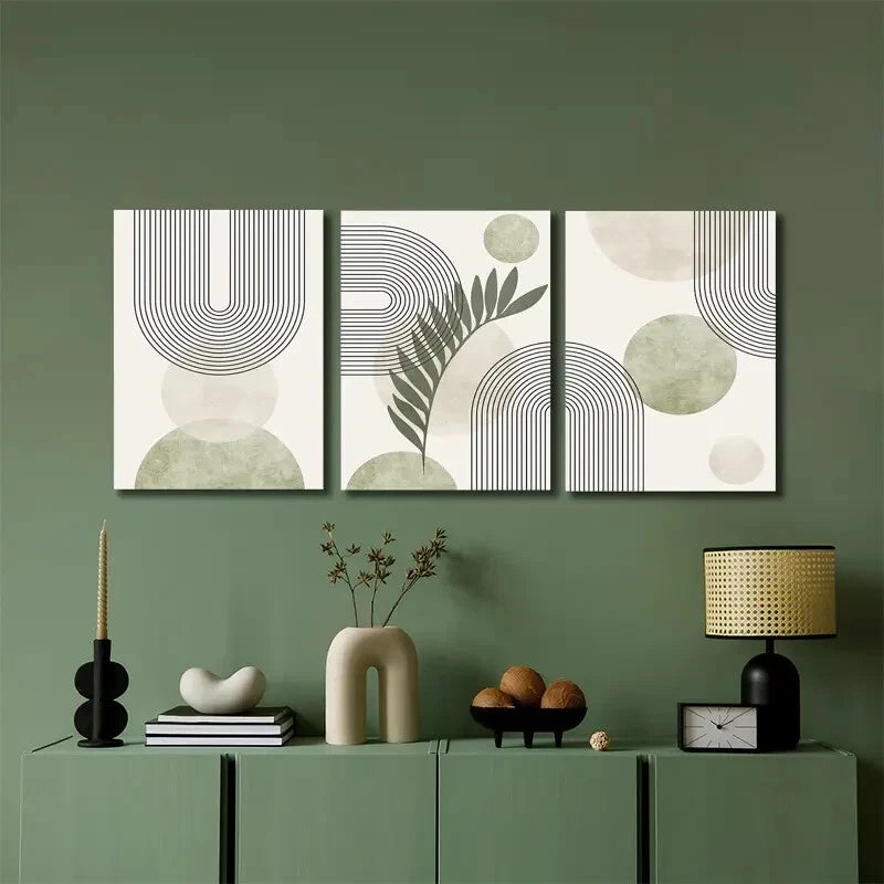 3-Piece Modern Abstract Geometric Wall Art Set - Framed Canvas 40x60cm - High Quality Print - 100% Australian Made - Ready to Hang - Perfect for Living Room, Bedroom & Office Decor