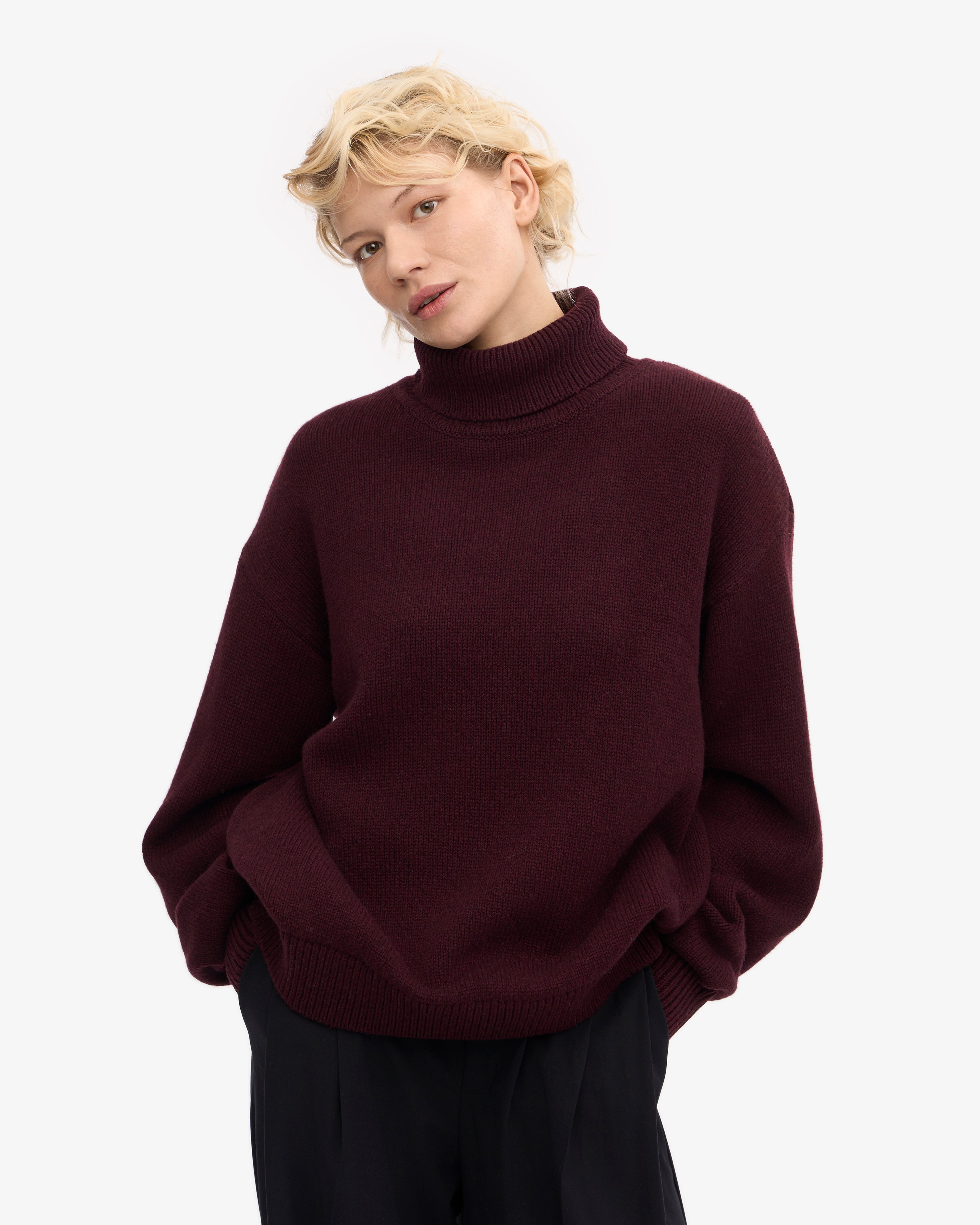 Premium Merino Wool Turtleneck Sweater for Women - Soft & Warm Oxblood Red Pullover - Perfect for Winter, Office Wear & Casual Outfits