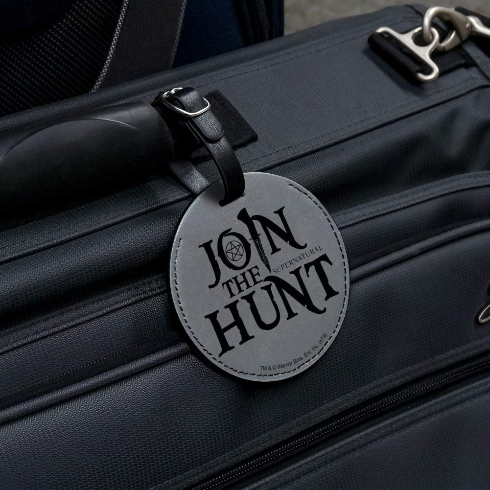 Supernatural Join The Hunt Round Leather Luggage Tag - Personalized Carry-On ID Tag for Suitcases & Travel Bags - Perfect for Air Travel, Business Trips & Vacation Identification
