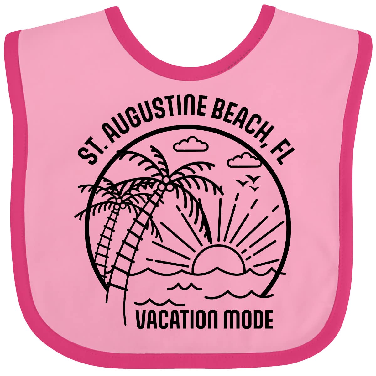 Inktastic Summer Vacation Mode St. Augustine Beach Florida Baby Bib - Soft Cotton Drool Bib for Infants & Toddlers - Perfect for Beach Trips, Travel & Outdoor Adventures