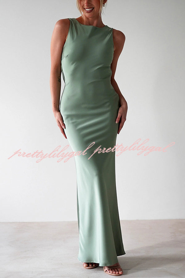 Elegant Solid Color Backless Lace-Up Slim Maxi Dress for Women - Perfect for Evening Parties, Weddings & Date Nights