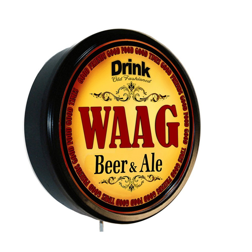 Vintage Golden Oldies Clocks Waag Beer and Ale Cerveza Lighted Wall Sign - Retro Bar Decor for Pub, Tavern & Man Cave
