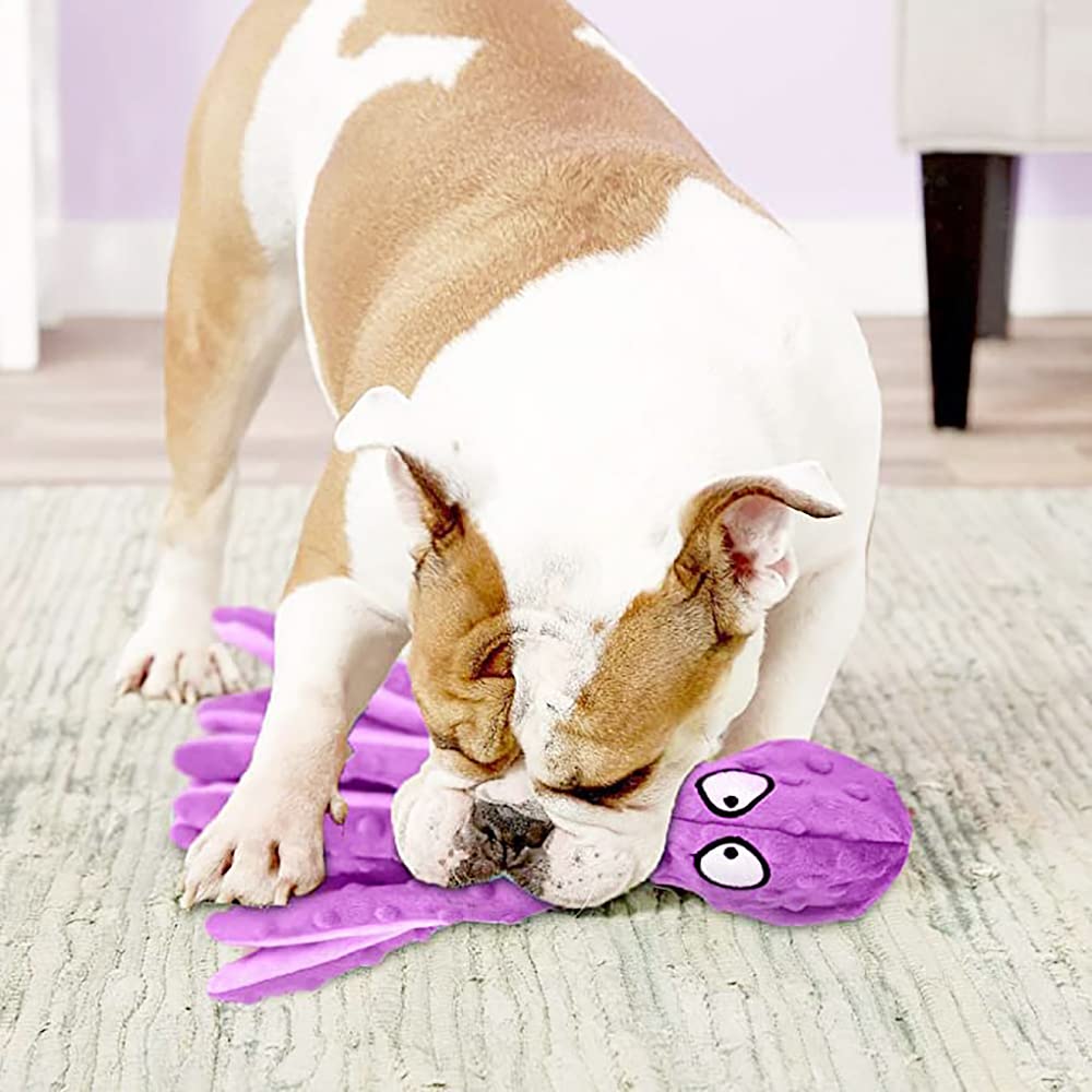 4 Pack Durable Squeaky Octopus Dog Toys - No Stuffing Crinkle Plush Chew Toys for Puppy Teething & Training - Interactive Pet Toys for Small to Medium Dogs to Reduce Boredom - Perfect for Indoor Play, Outdoor Fetch & Anxiety Relief