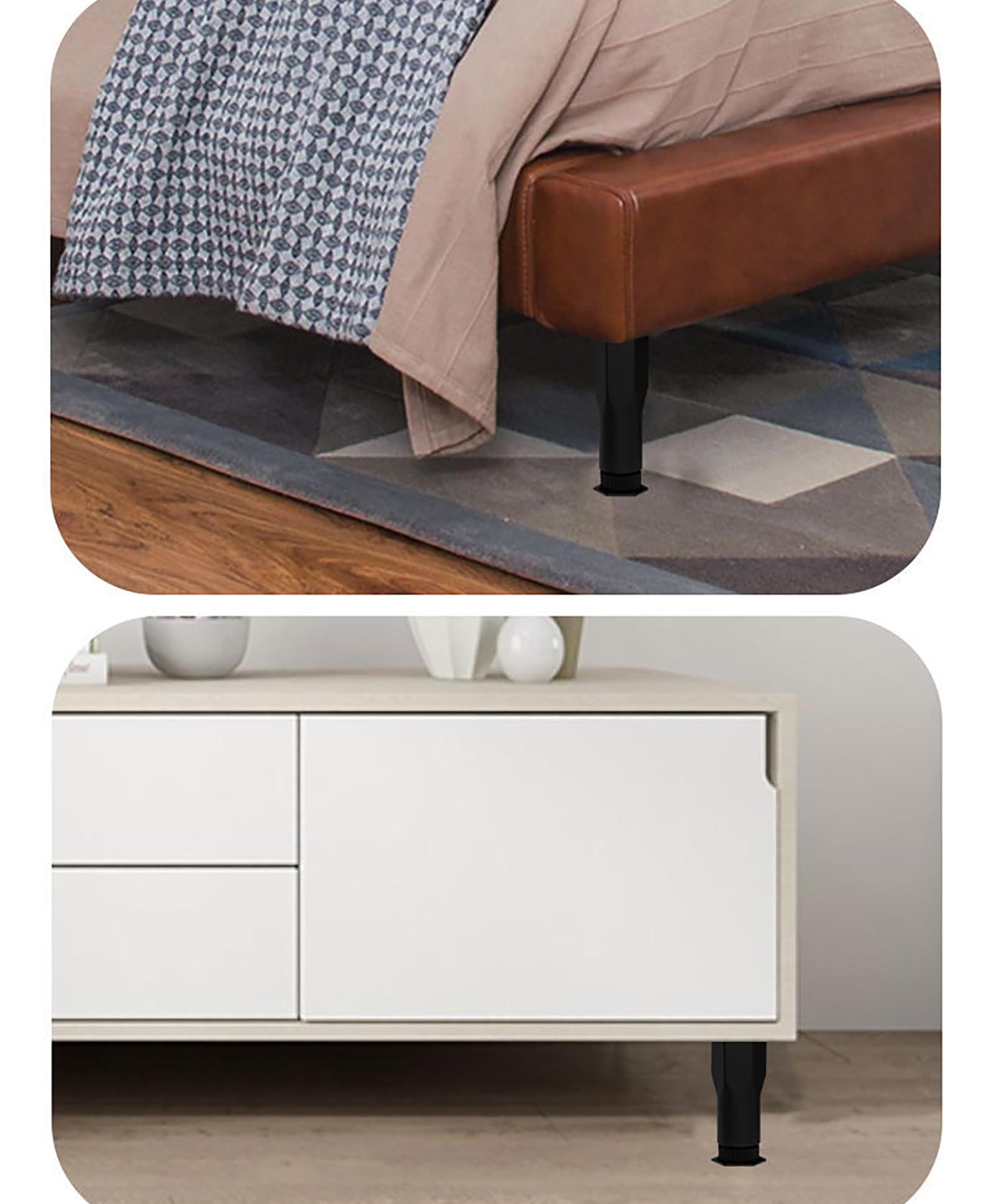 Durable Adjustable Bed Frame Legs 4-Pack - 6