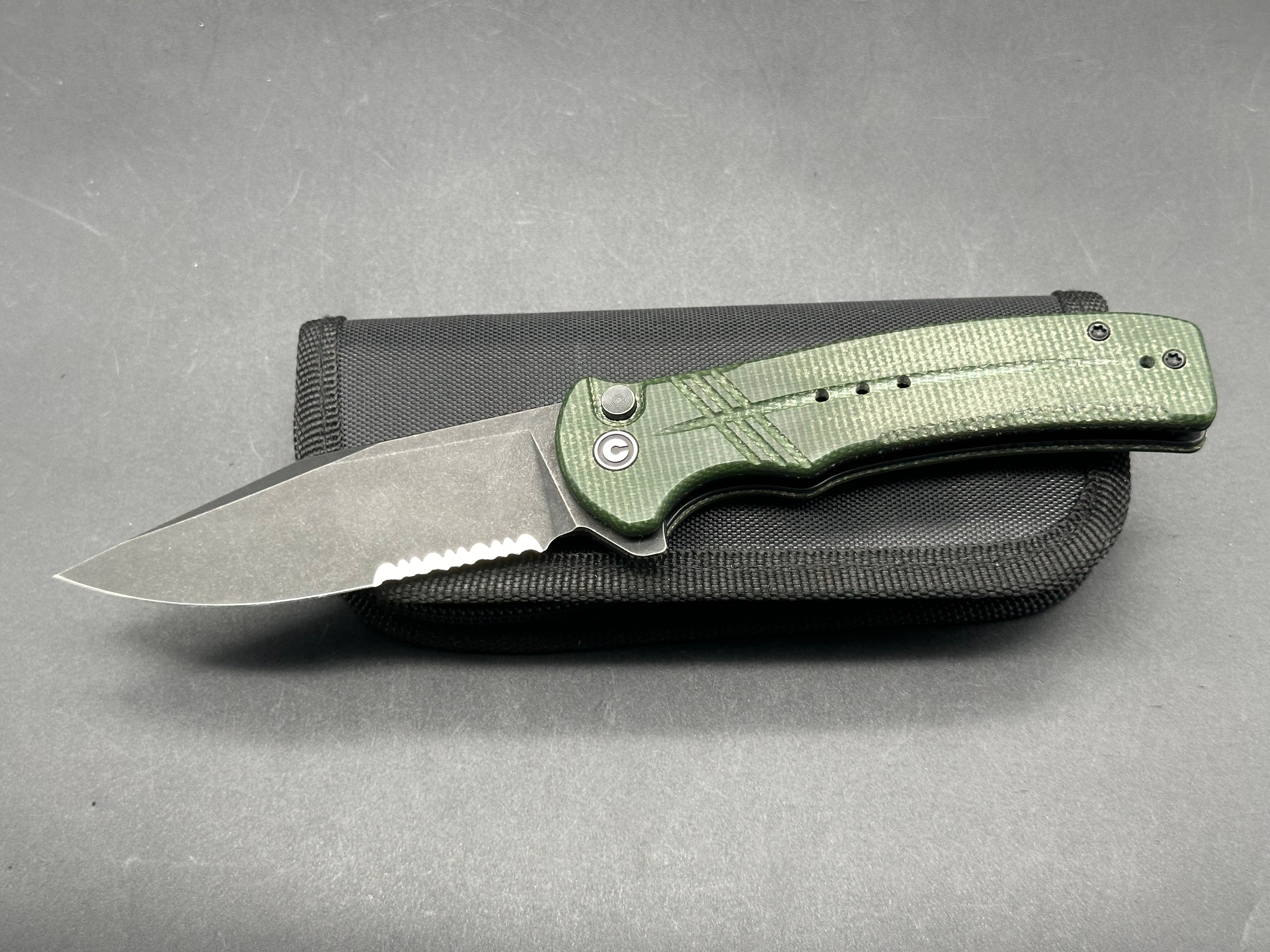 Civivi Cogent Folding Pocket Knife with Green Micarta Handle - EDC, Camping, Outdoor Survival Gear