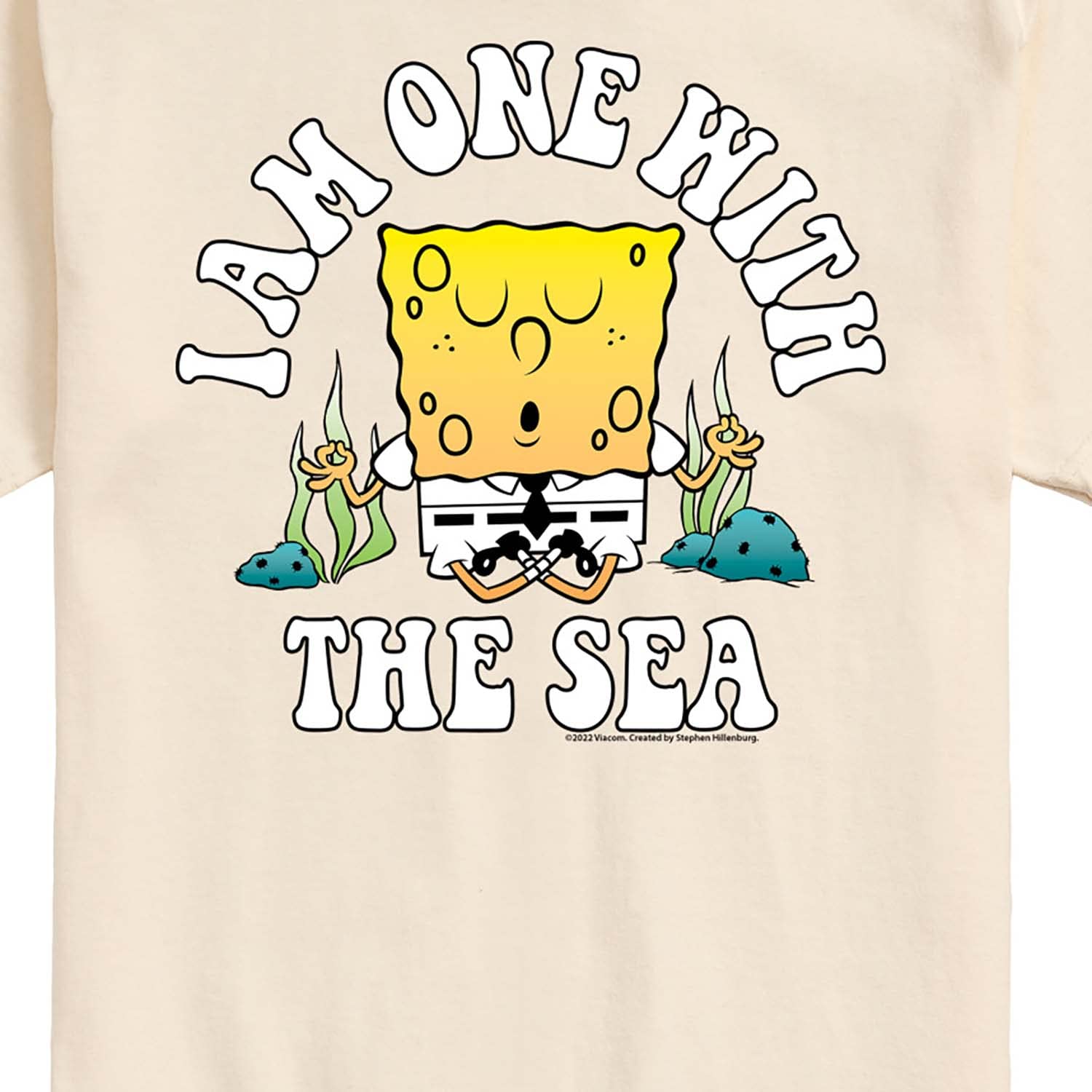 HYBRID APPAREL Spongebob Squarepants 'I'm One with The Sea' Men's Graphic T-Shirt - Soft Cotton Short Sleeve Tee for Casual Wear, Beach Outings & Cartoon Fans