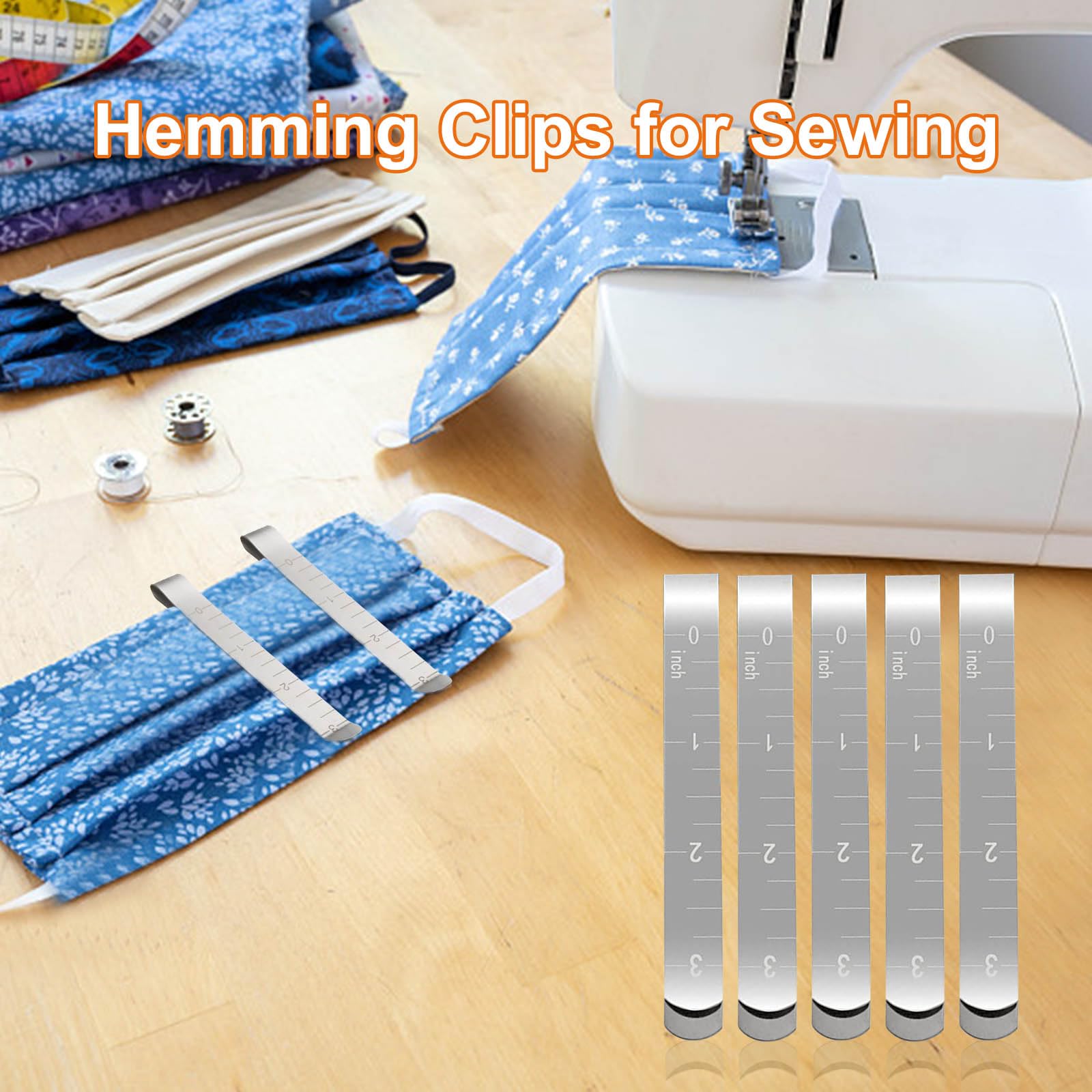 20-Piece Stainless Steel Sewing Clips Set - 3 Inch Hemming Clips with Measurement Ruler - Perfect for Quilting, Dressmaking & DIY Craft Projects
