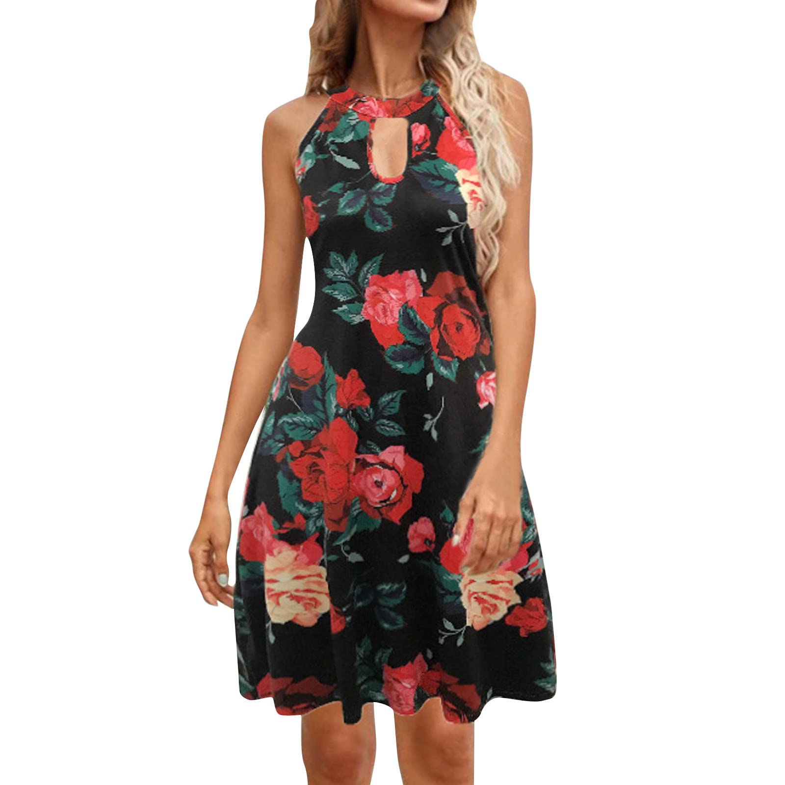Women's Floral Summer Sundress - Sleeveless Beach Dress with Loose Fit & Casual Style - Perfect for Vacations, Pool Parties, and Outdoor Adventures