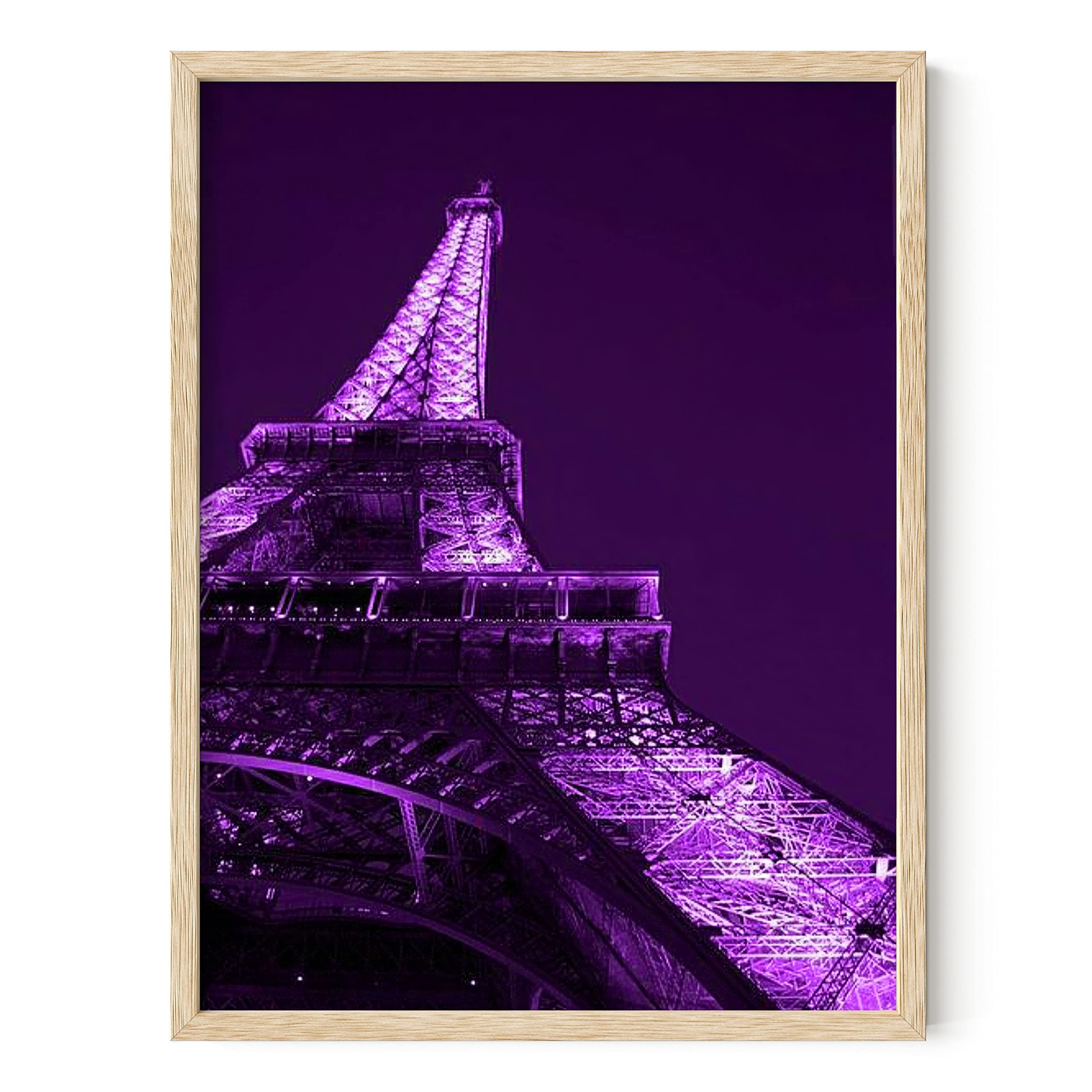 HAUS AND HUES Purple Paris Wall Art Decor - 12x16 Inch Framed Aesthetic Poster for Bedroom, Teen Girl Room & Home Office - Modern Beige Frame Wall Print for Living Room, Dorm, Apartment Decor