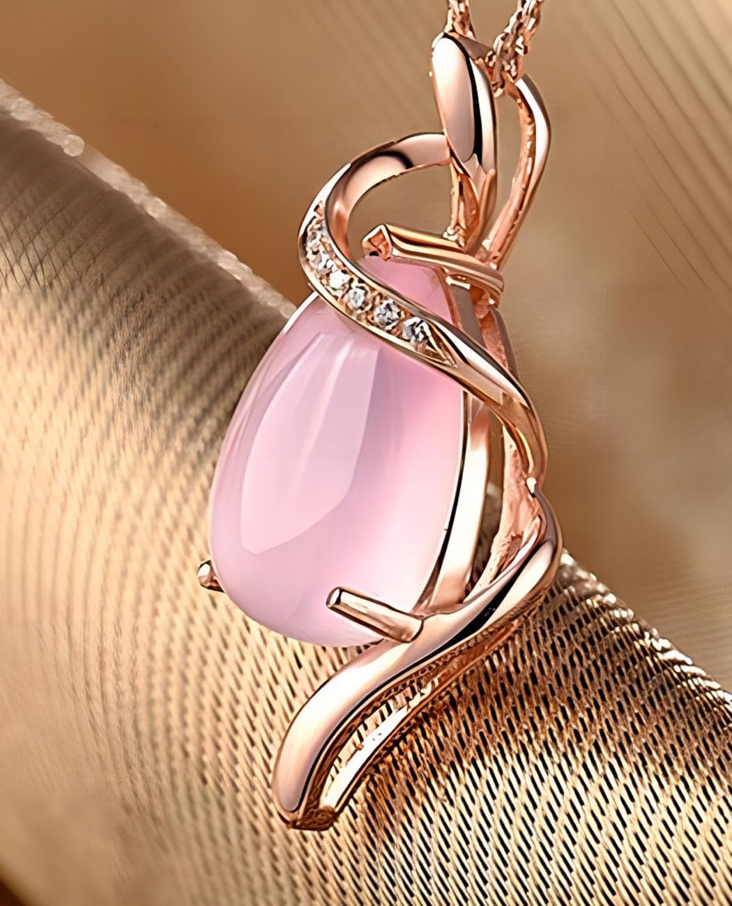 18K Rose Gold Women's Necklace with Natural Stone Gem | Elegant Dainty Pendant Necklace for Women | Perfect Gift for Birthday, Anniversary & Valentine's Day | Everyday Wear & Special Occasions Jewelry
