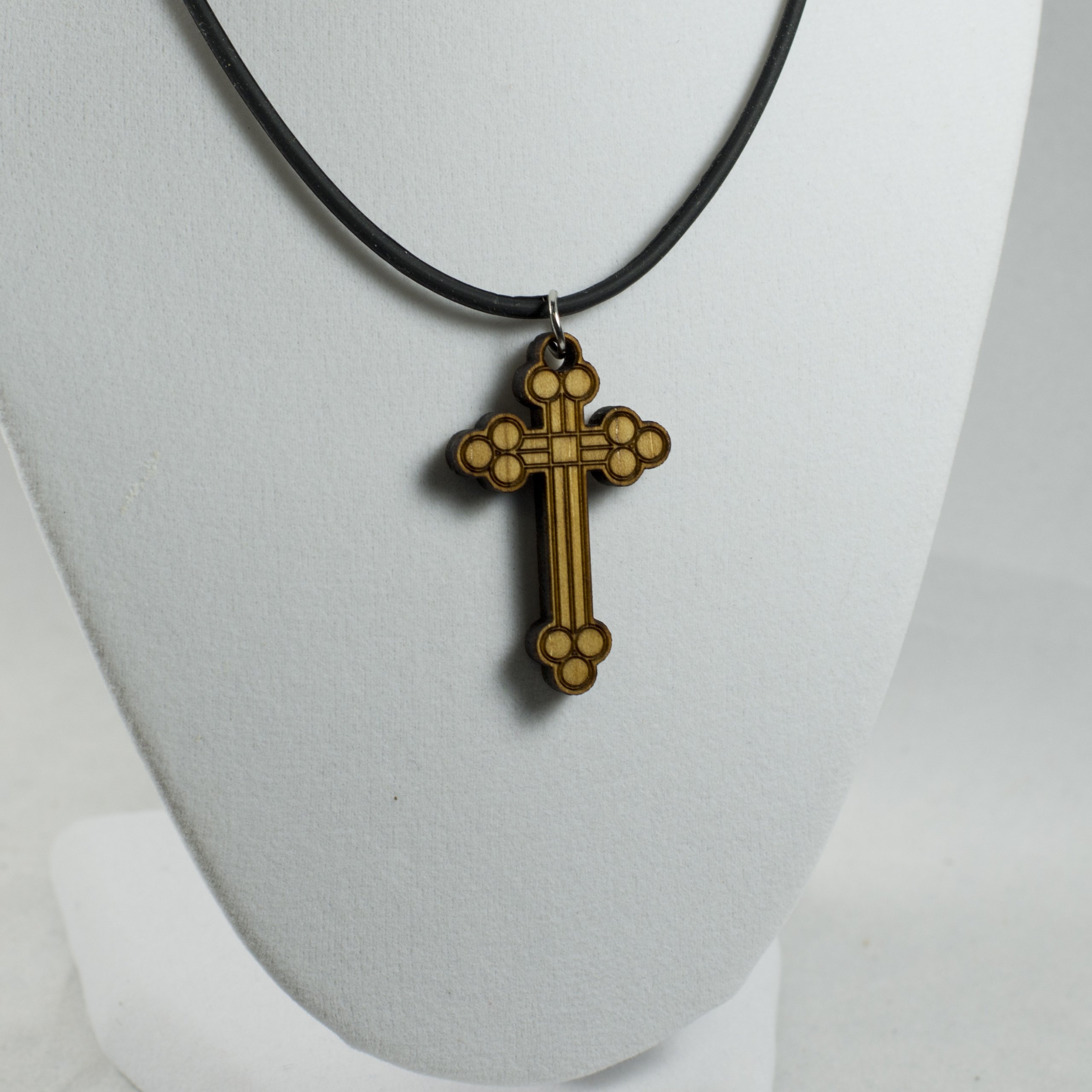 Elegant Wooden Cross Necklace for Women - Handcrafted Rounded Pendant - Perfect for Everyday Wear, Church, and Gift Giving