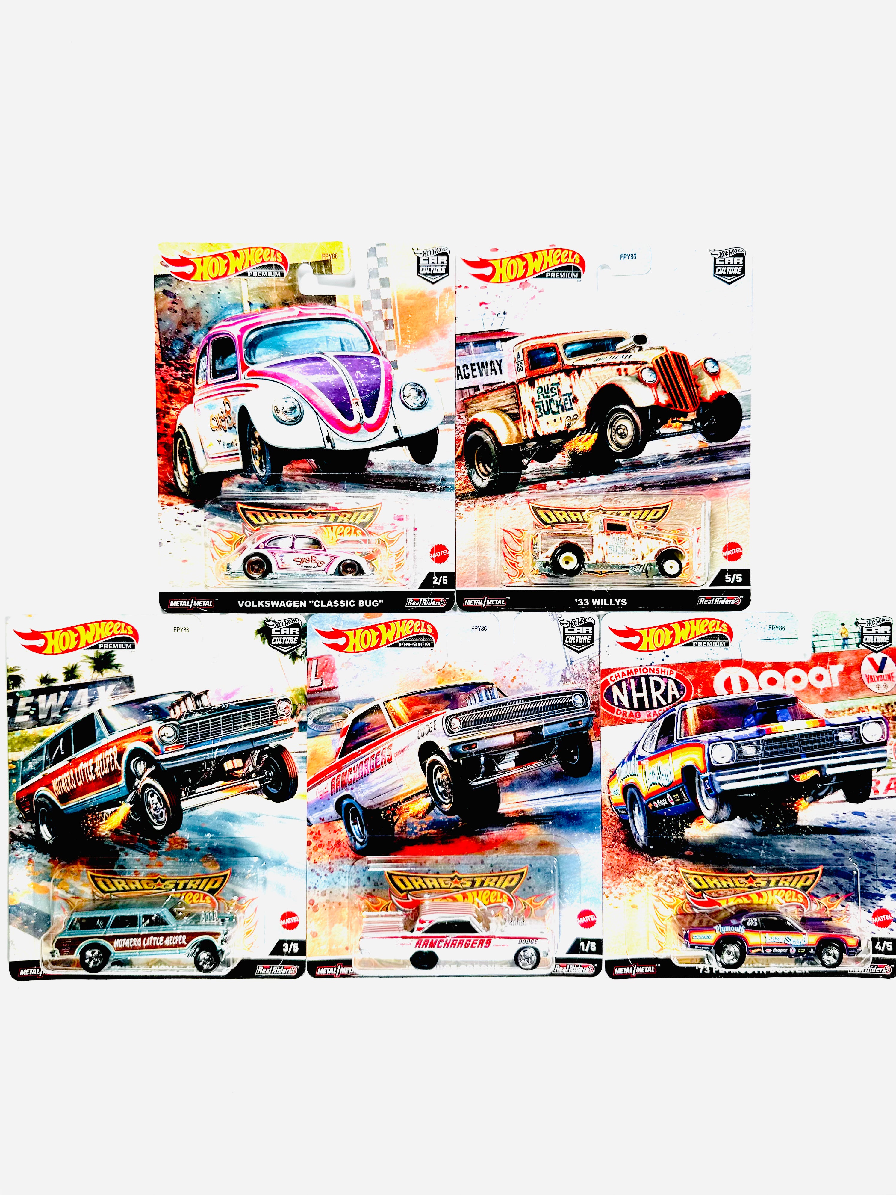 Hot Wheels 2022 Car Culture Drag Strip Die-Cast Cars - 5-Piece Collector's Set for Kids & Adults - Perfect for Racing Play, Display & Gift Giving