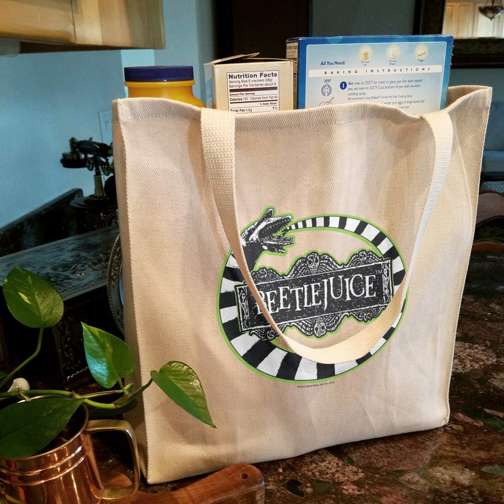 Beetlejuice Beetle Worm Themed Reusable Grocery Tote Bag - Eco-Friendly Shopping Bag for Groceries, Travel & Beach - Perfect for Halloween, Cosplay & Movie Fans