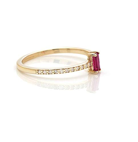 14K Solid Yellow Gold Ruby and Diamond Eternity Wedding Ring for Women - Elegant Bridal Band, Anniversary Gift, Engagement Jewelry - Perfect for Proposals, Weddings & Special Occasions