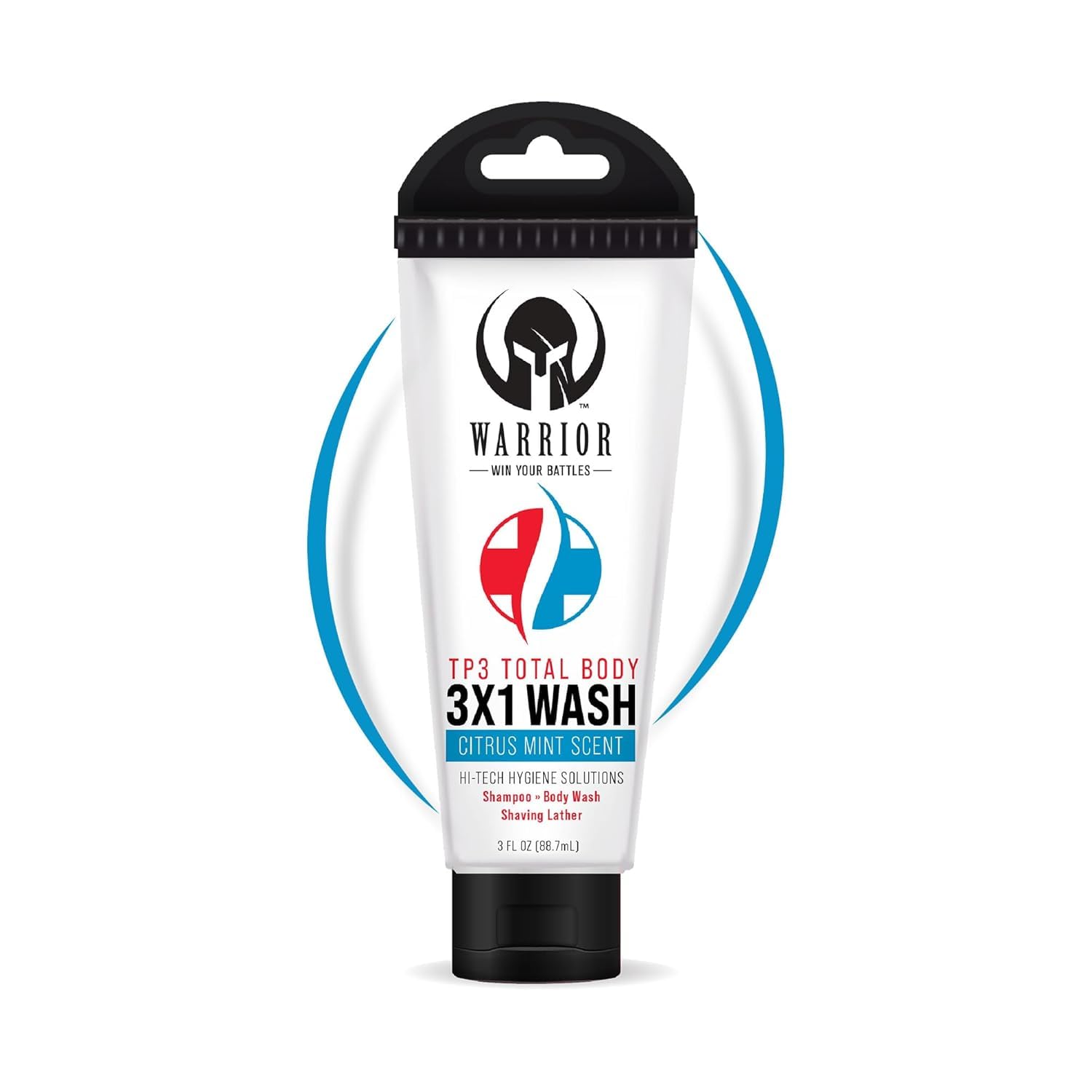 3 in 1 Body Wash for Men & Women - Travel Size Shampoo, Shaving Lather & Liquid Soap with Refreshing Citrus Mint Scent (3.0 FL OZ) - Perfect for Military, Camping, Gym, Travel & Outdoor Adventures