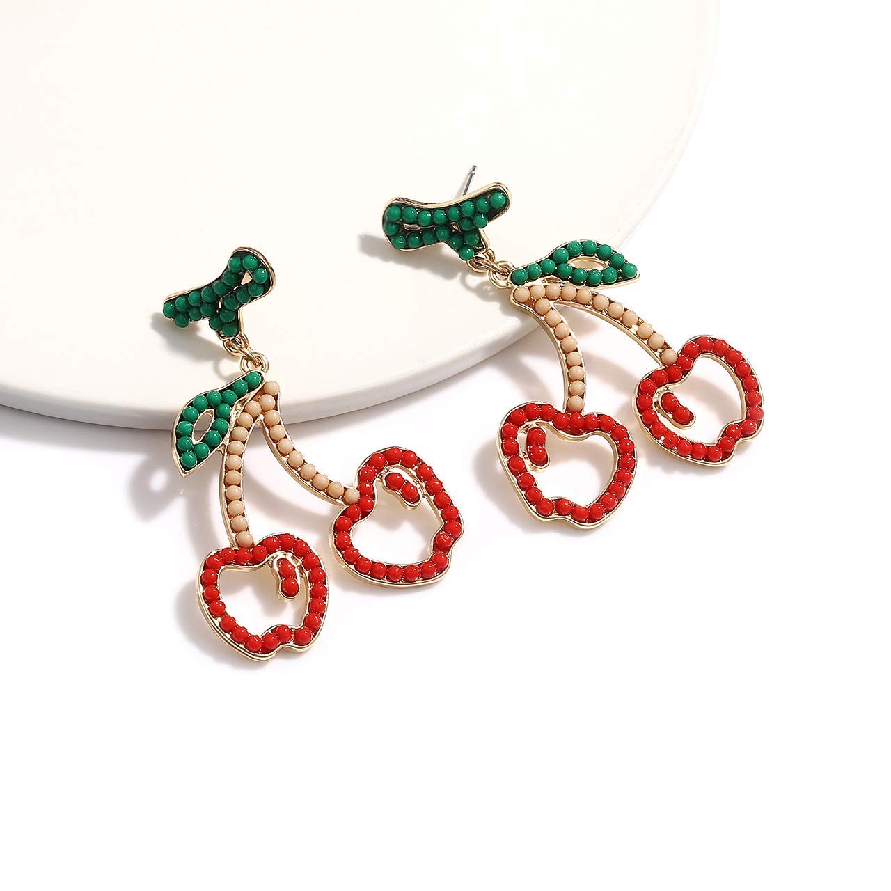 Handmade Boho Beaded Drop Earrings for Women - Tropical Fruit & Flamingo Seed Bead Dangle Earrings - Perfect for Summer, Beach Vacations & Boho Fashion Accessories