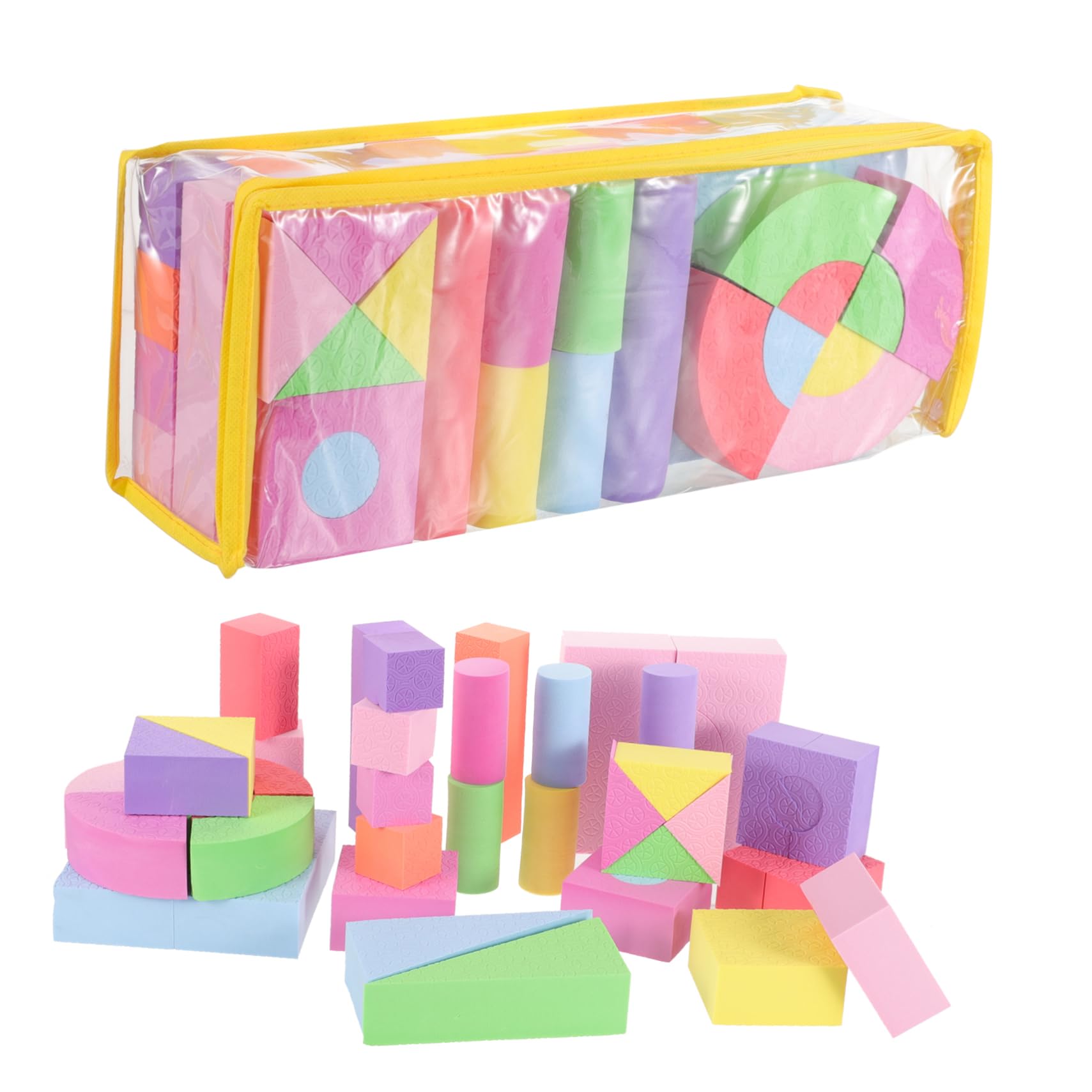 ERINGOGO 52pcs Soft Foam Stacking Blocks - Colorful EVA Building Toys for Toddlers, Bath Time Fun, and Early Learning, Perfect for Indoor and Outdoor Play