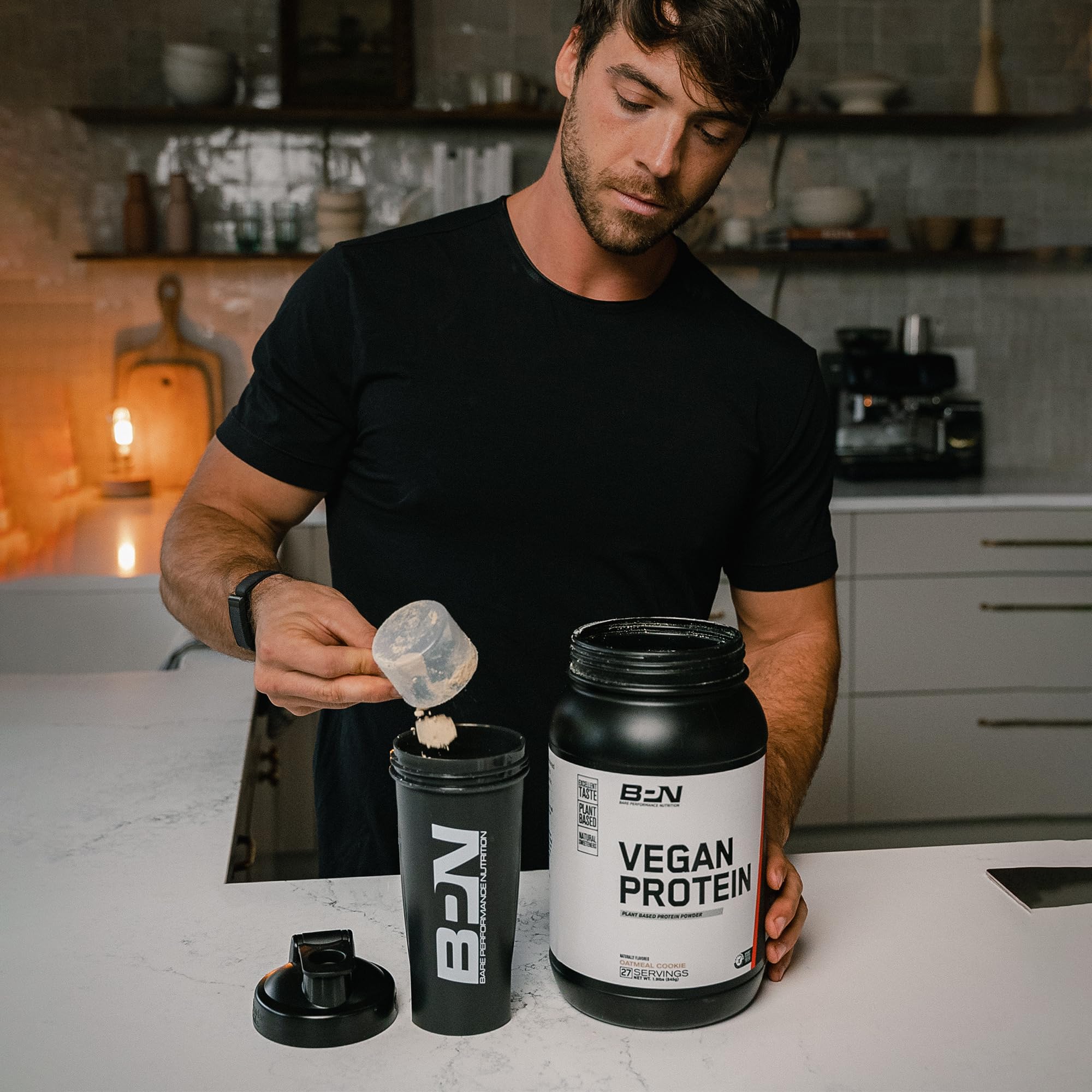 BARE PERFORMANCE NUTRITION Vegan Protein Powder - Plant Based Pea Protein with Watermelon & Pumpkin - Naturally Sweetened Chocolate Flavor (27 Servings) for Post-Workout Recovery & Muscle Growth