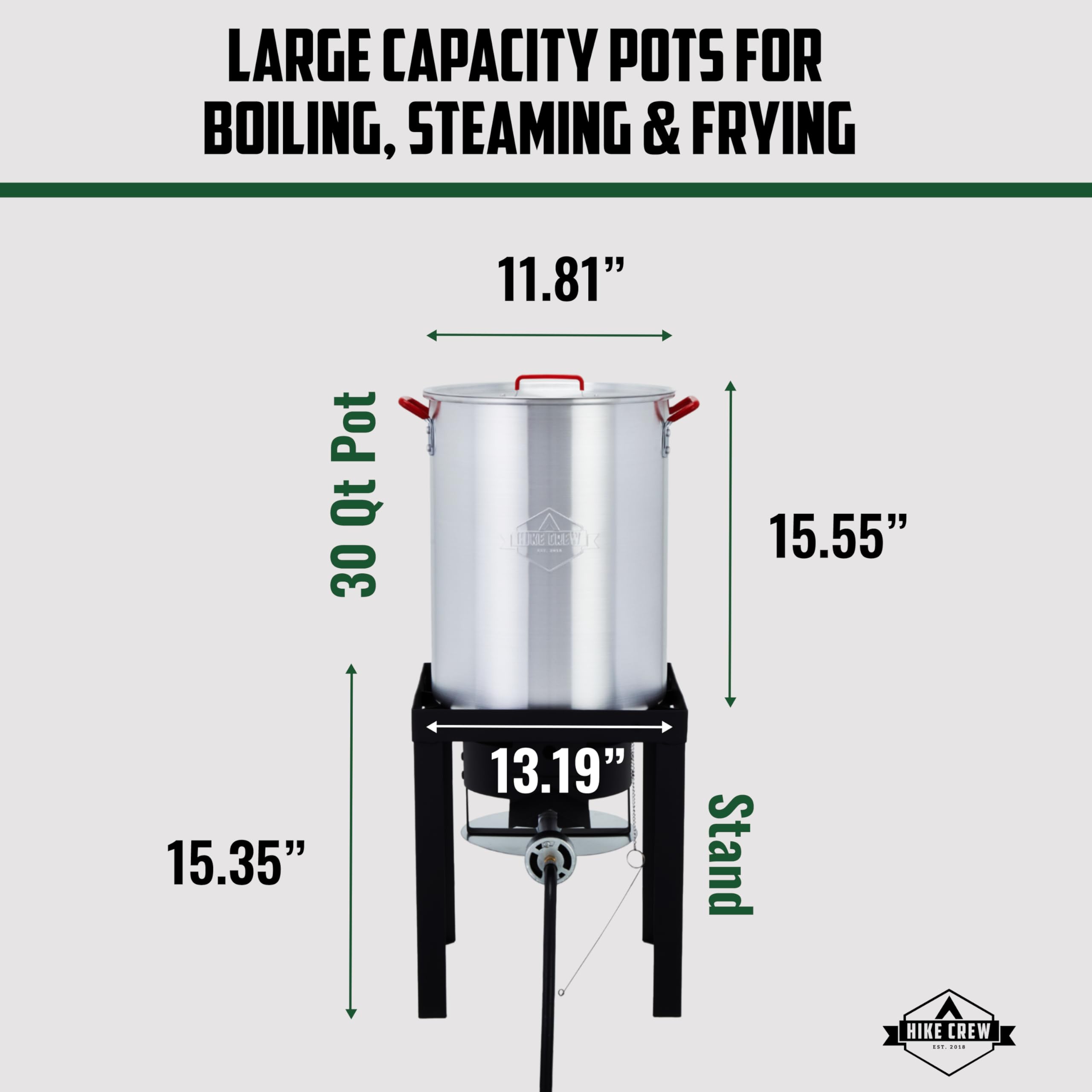 Hike Crew 30Qt Outdoor Turkey Fryer Kit - Complete Set for Steaming, Boiling & Deep Frying with Pot, Basket, Thermometer, Injector, Stand & Accessories - Perfect for Backyard BBQs, Camping & Holiday Cooking