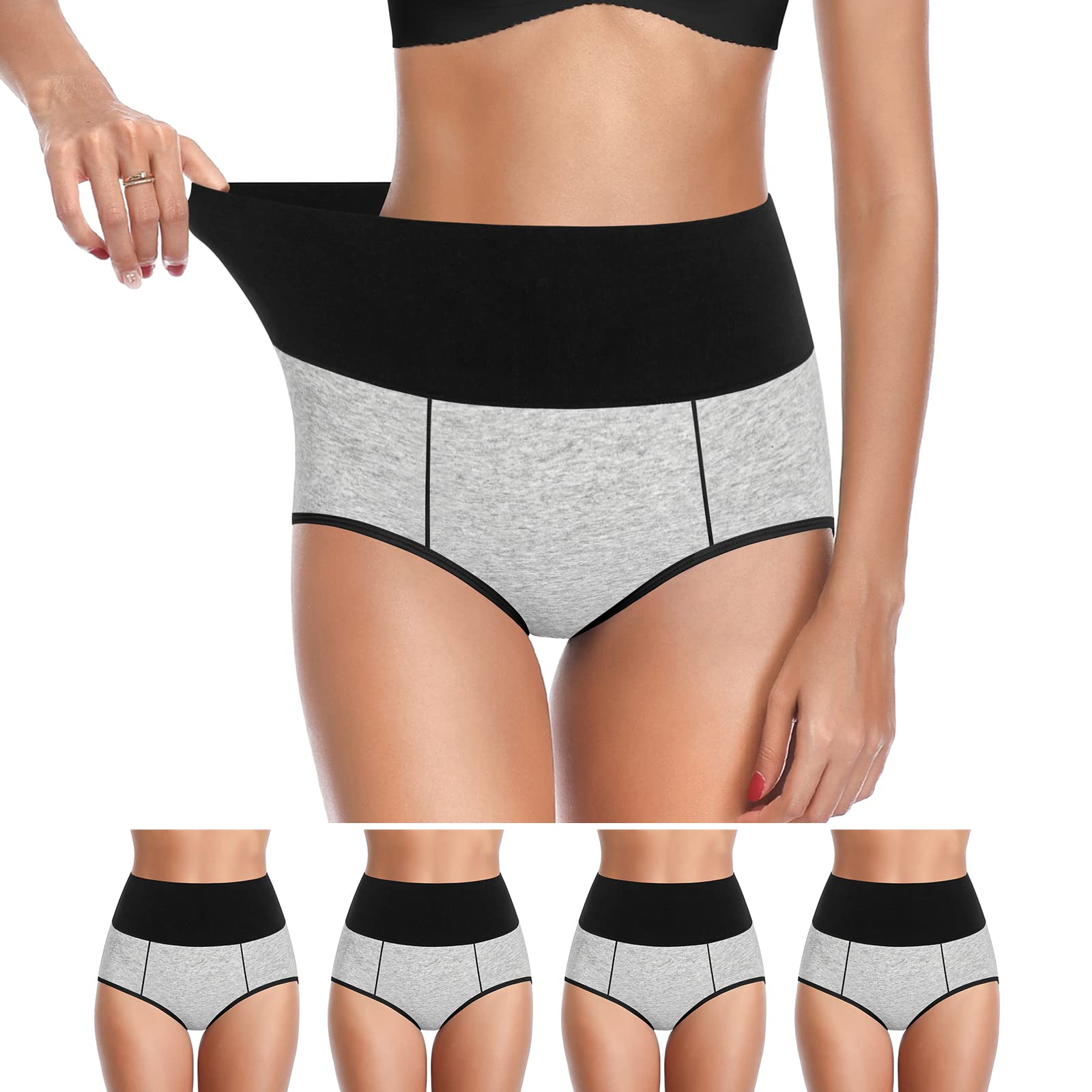 ASIMOON Women's Cotton Underwear - No Muffin Top Full Briefs, Soft Stretch Breathable Panties for Everyday Comfort | Perfect for Work, Yoga & Sleep