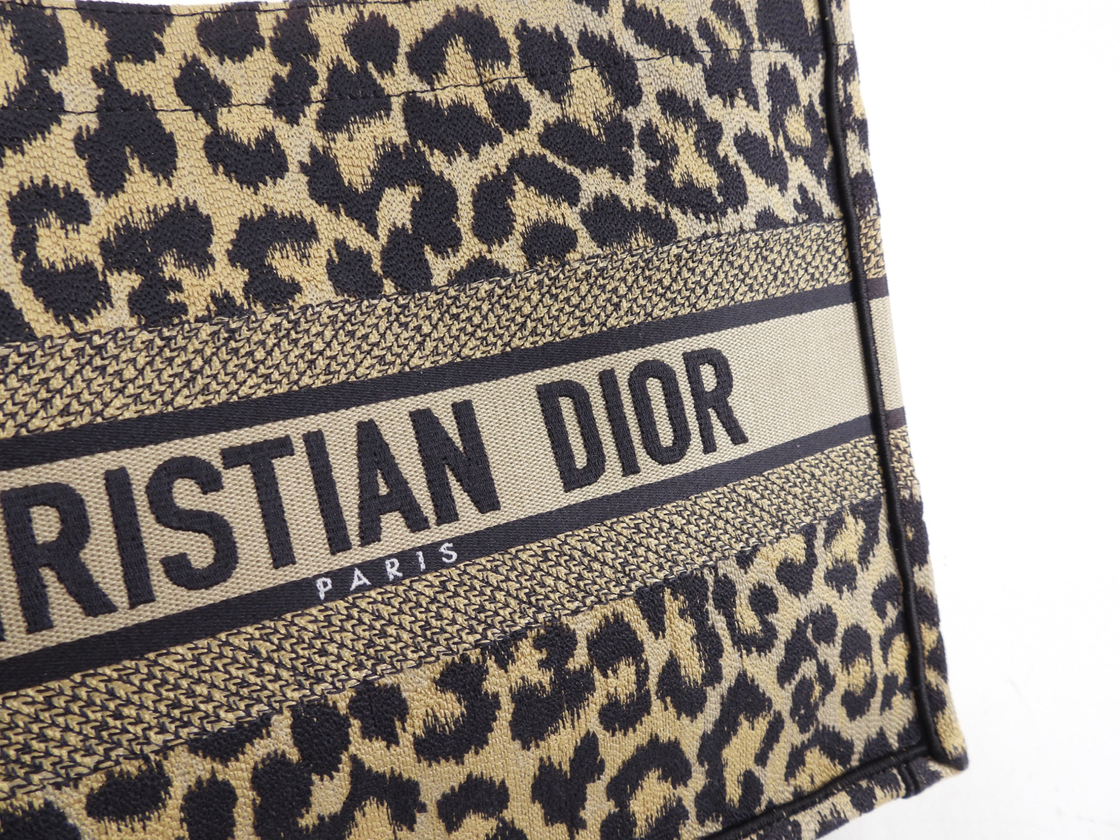 Christian Dior Medium Leopard Print Canvas Book Tote Bag - Stylish Designer Handbag for Women, Work, Travel & Everyday Use
