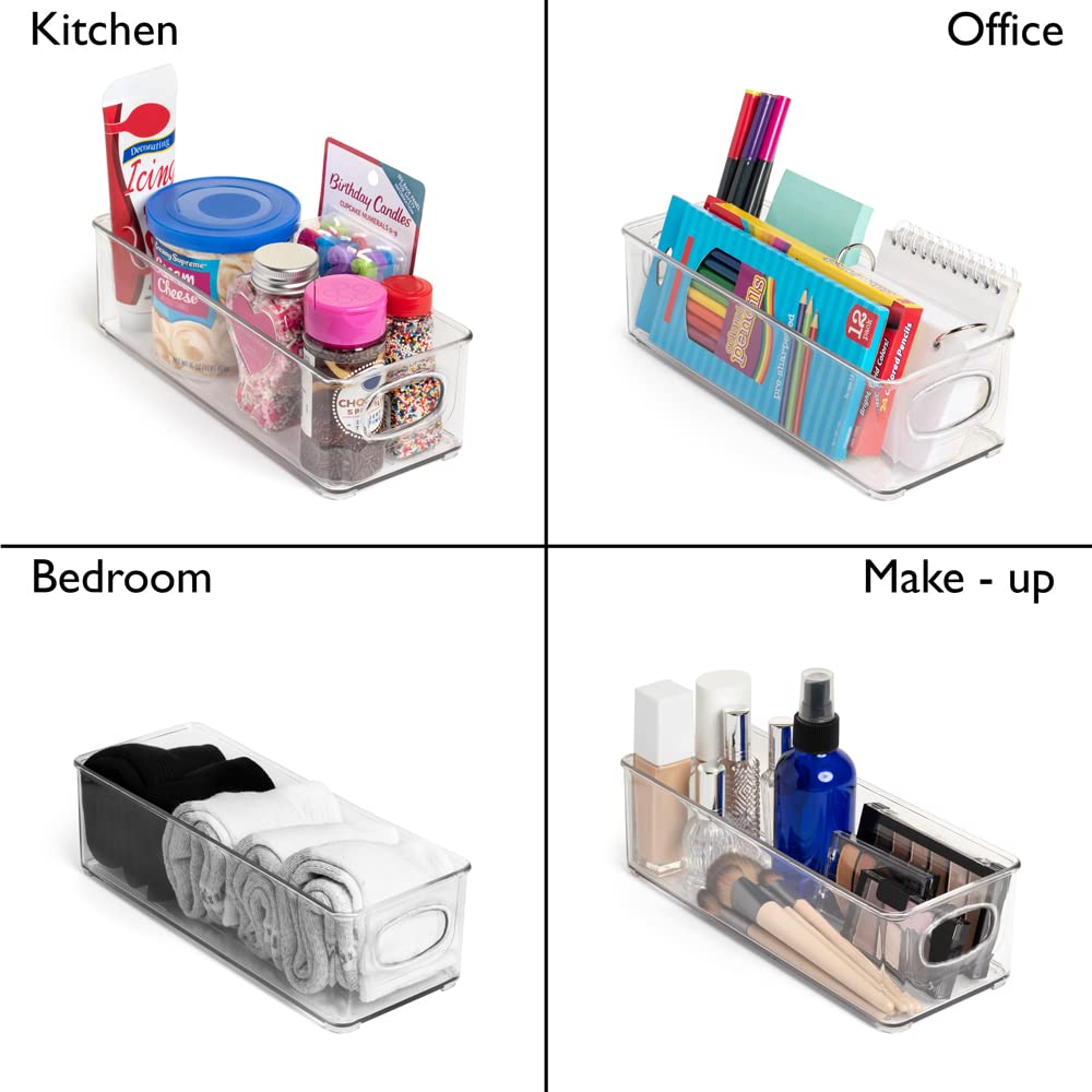ClearSpace Plastic Pantry & Fridge Organizer Bins – 6 Pack for Kitchen Storage, Food Organization, and Decluttering – Perfect for Pantry Shelves, Refrigerator, and Cabinet Organization