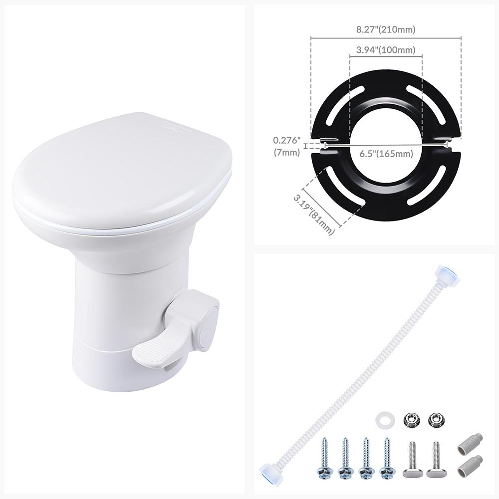 Tall RV Toilet with Gravity Flush & Soft Close Lid - Perfect for Camper, Motorhome & Tiny House Living | Durable & Space-Saving Design for Camping & Off-Grid Adventures