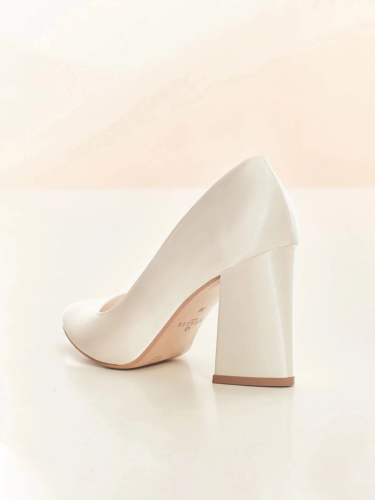 ASTRA Ivory Satin Block Heel Wedding Shoes for Bride - Comfortable Bridal Party Shoes for Church Ceremony, Reception & Photoshoot
