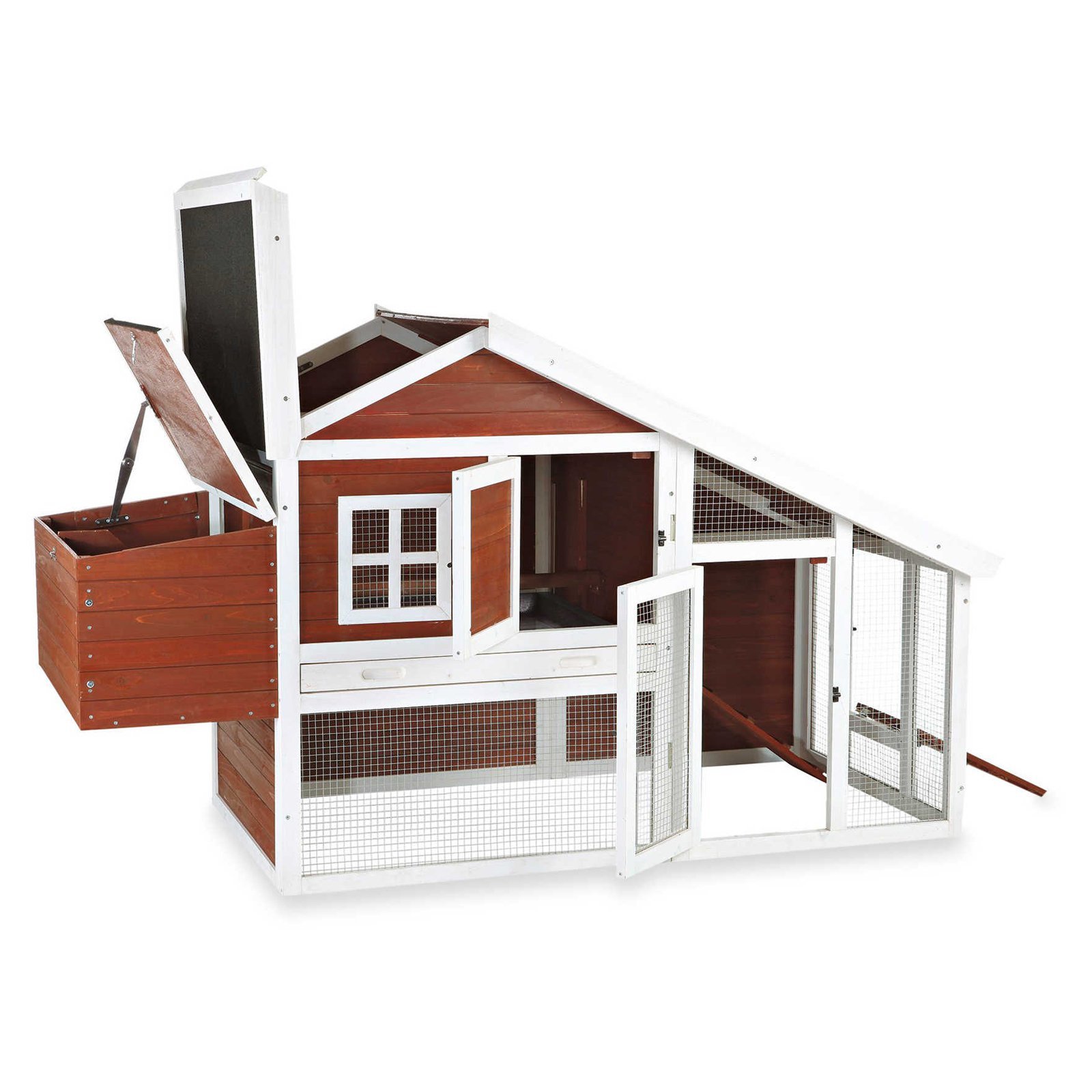 TRIXIE Natura Peak Roof Brown Chicken Coop with Outdoor Run - Durable Poultry House for Backyard Chickens, Perfect for Small Farms & Homesteading